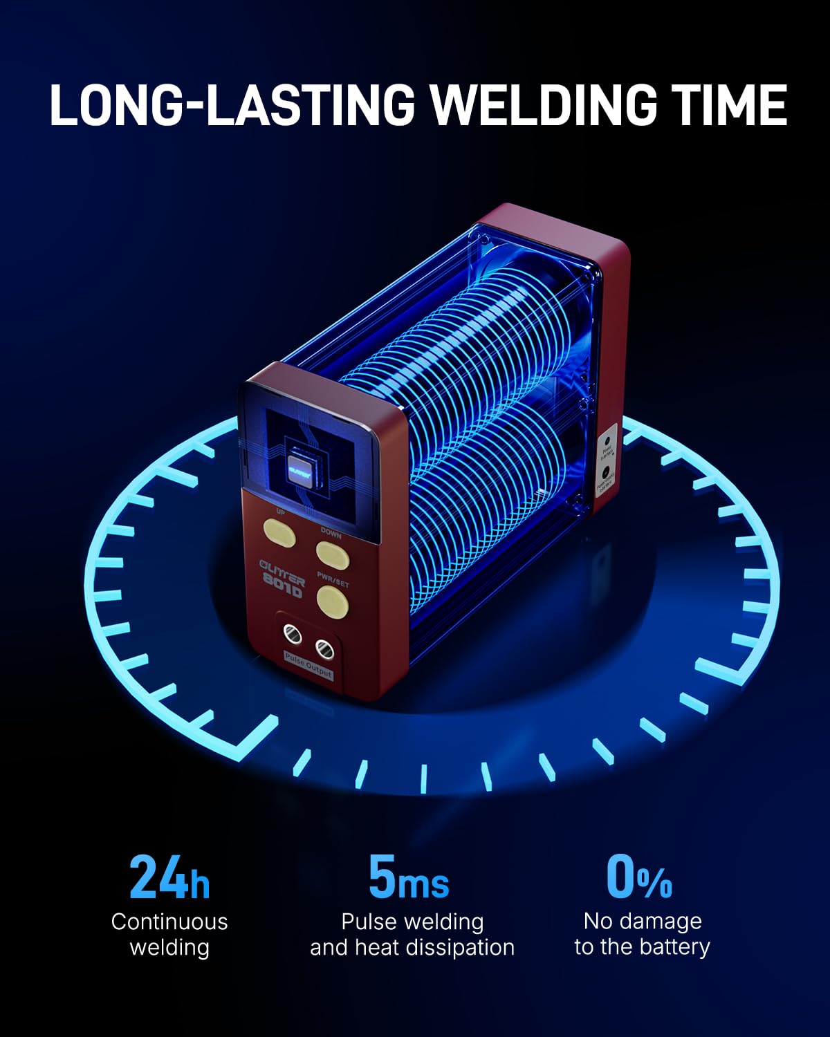 GLITTER Spot Welder, 14500W 2500A Battery Spot Welder, Auto & Manual Capacitor Spot Welder for Lithium Batteries, 99 Gears Adjustable Battery Welder for 18650 LiFePO4 Lithium Battery Pack DIY, 801D