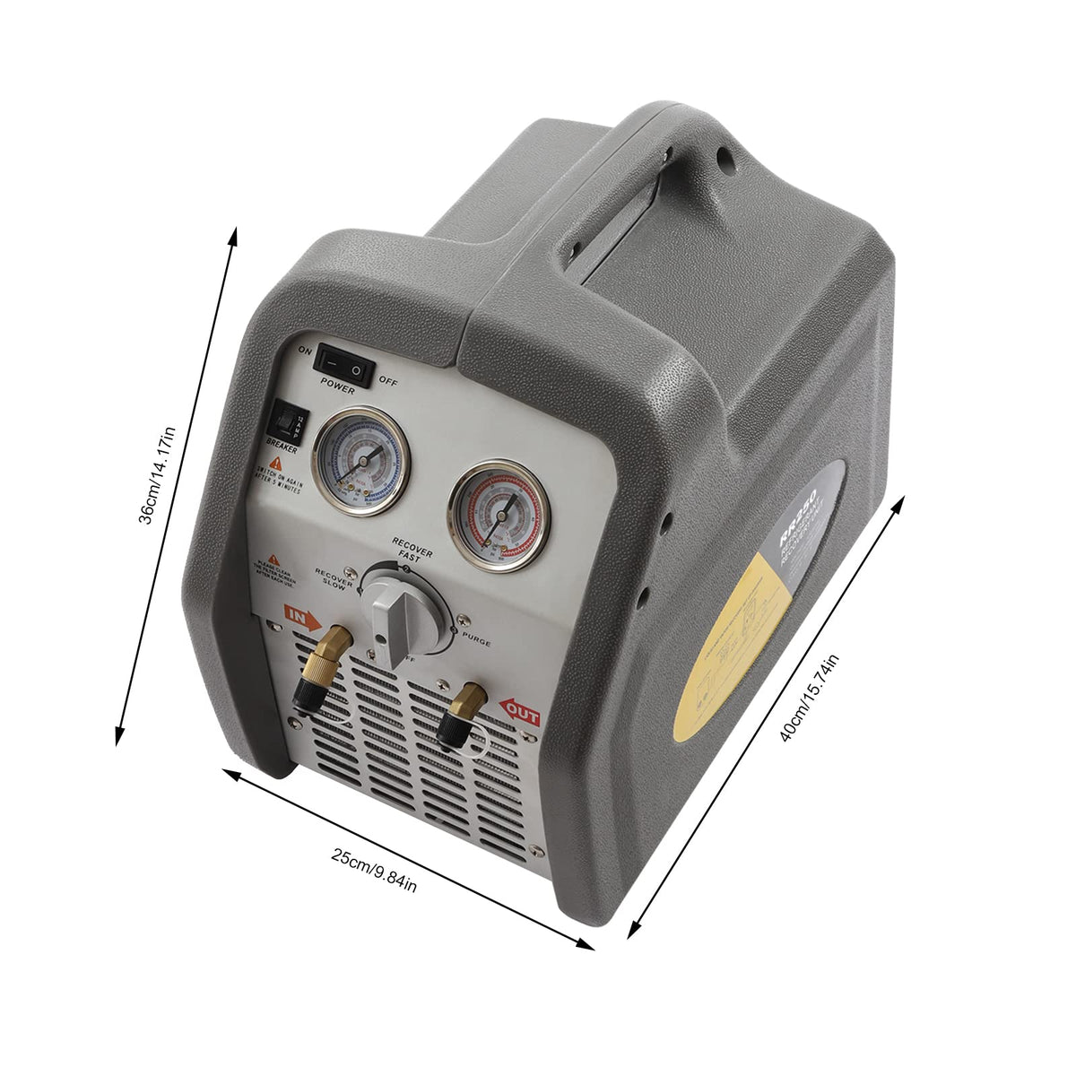 Refrigerant Recovery Machine, 3/4 HP Air Conditioning Refrigerant Recovery Unit, HVAC, 558 psi Protection, 110V 60Hz, Air Conditioning Repair Tool (Gray)