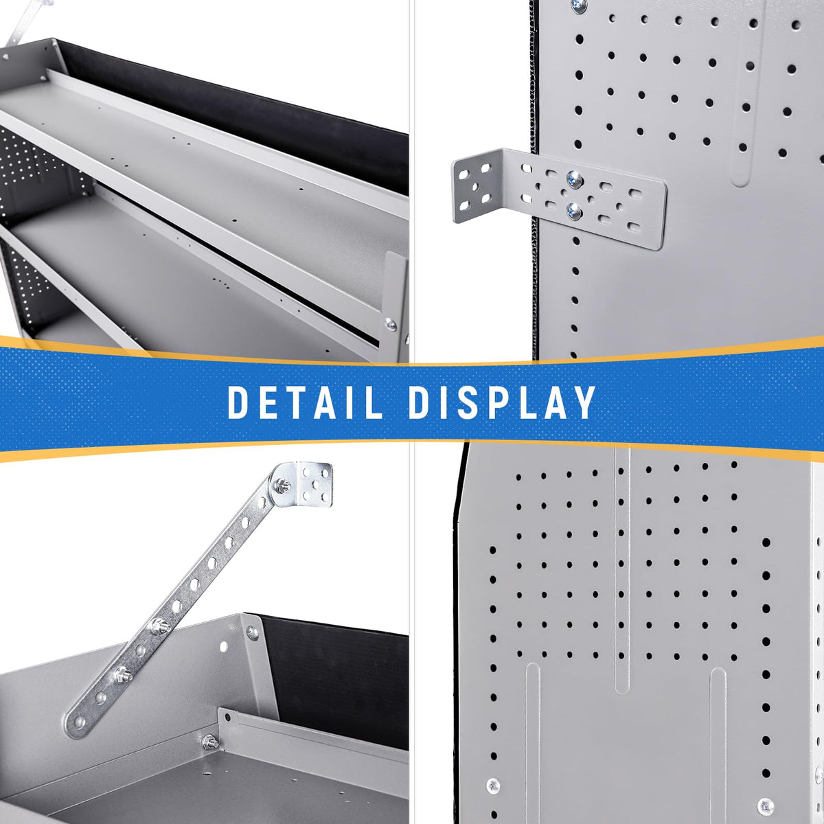 AA Products SH-6003 Steel Mid/High Roof Van Shelving Storage System Fits Transit, NV, Promaster and Sprinter, Van Shelving Units, 32''W x 60''H x 13''D