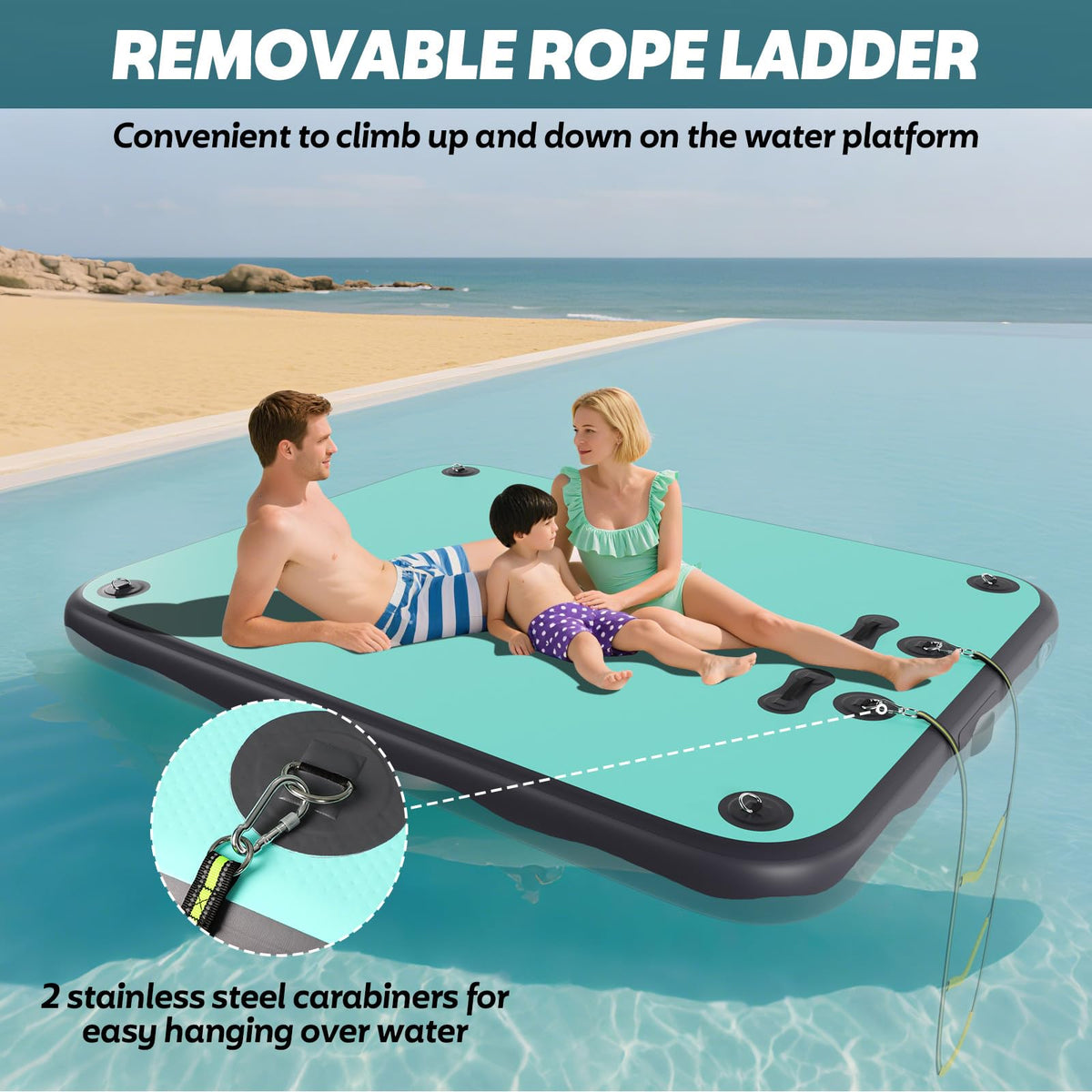 FAHKNS Inflatable Floating Dock Air Dock Platform Non-Slip Surface Floating Island Raft for Lake Pool Beach Ocean 6ft x 5ft x 0.5ft
