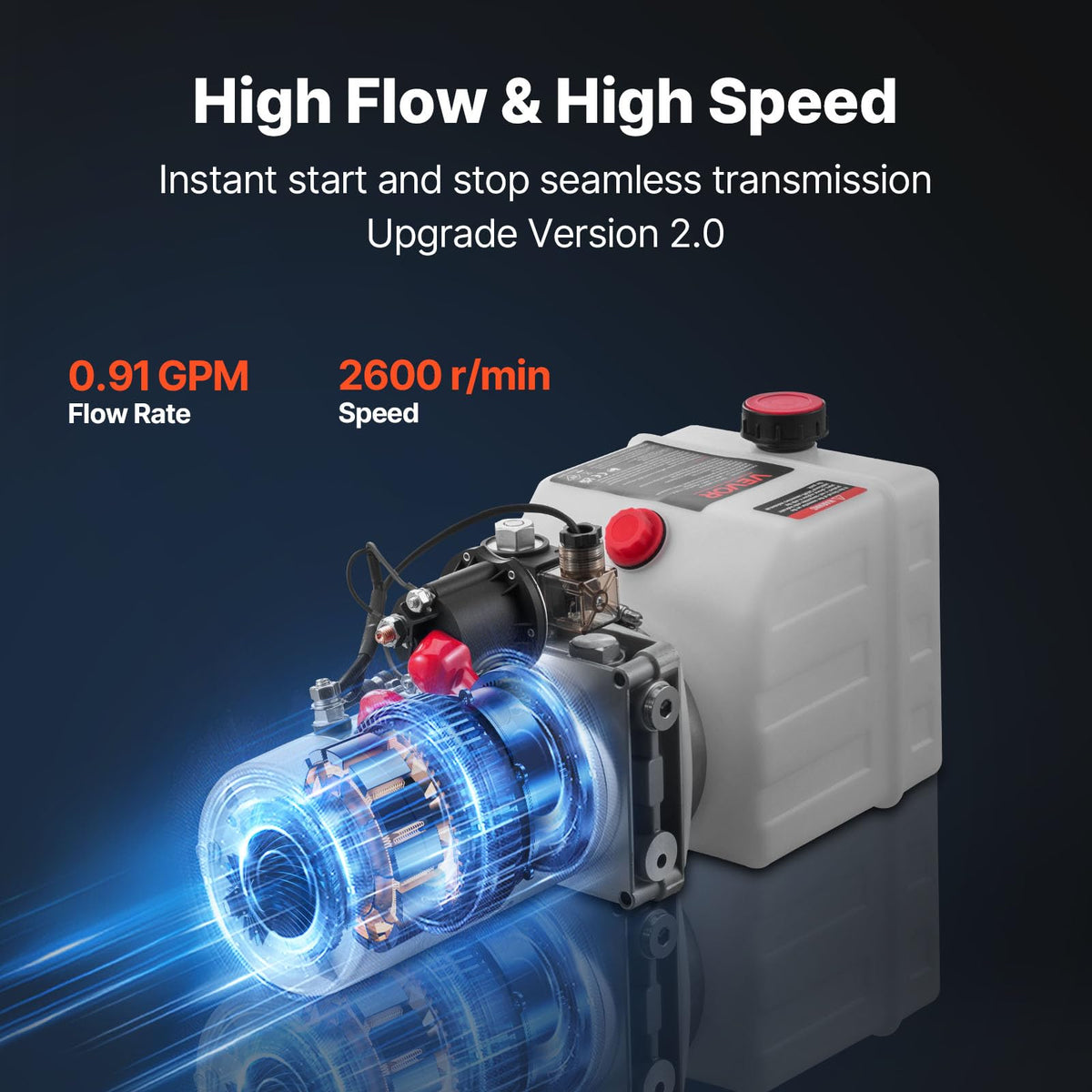 VEVOR 4 Quart Hydraulic Power Unit, Single Acting Dump Trailer Pump, 3200 PSI Max Relief Pressure & 0.91 GPM Flow Rate, DC 12V Hydraulic Pump with Metal Reservoir for Dump Trailer Car Lifting