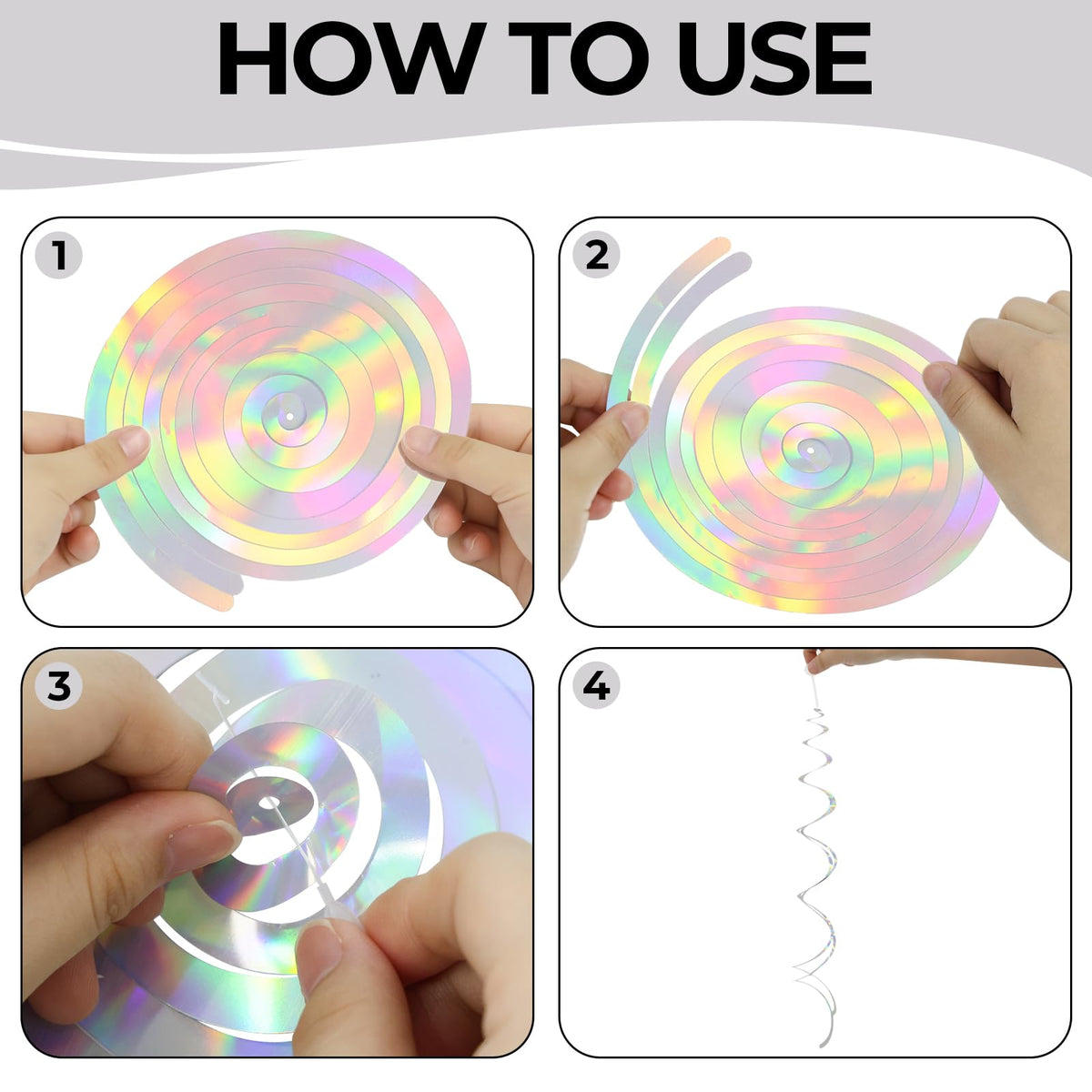 24 PCS Iridescent Hanging Swirl, Shinny Holographic Ceiling Decorations, Plastic Streamer Party Decorations with Double-Swirls and Single-Swirls for Birthday Decorations,Mermaid,Wedding, Baby Shower