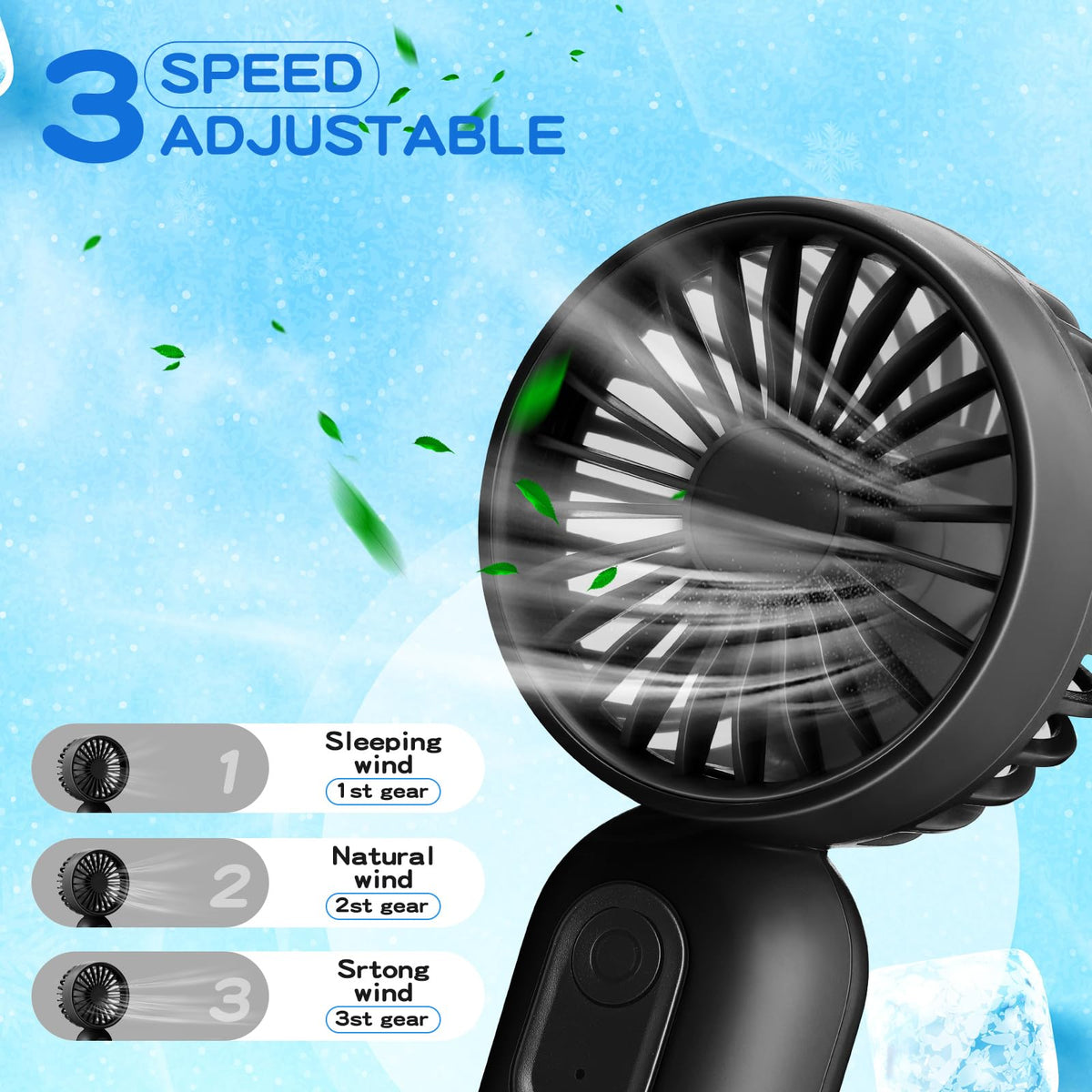 Rossesay 36 Pcs Mini Portable Fan Bulk Cute Handheld Lightweight Small Little Personal Hand Eyelash Fan 3 Speeds USB Rechargeable for Women Men Indoor Outdoor Makeup Travel (Black)