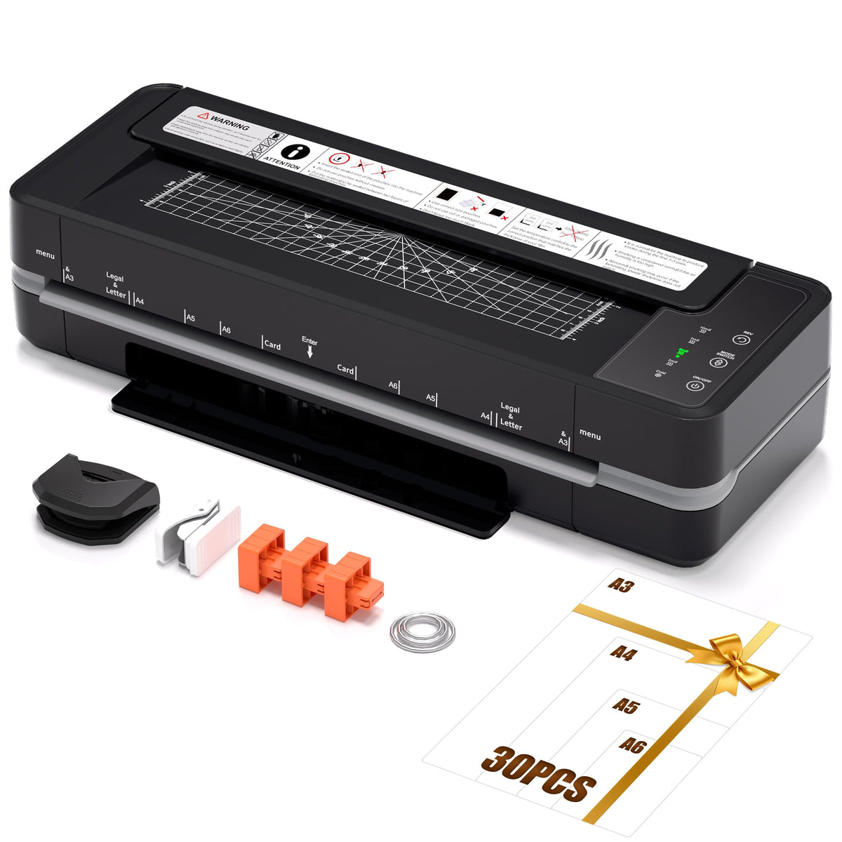 Commercial Laminator Machine 13 Inch 4-Roller, 55s Fast Warm-Up Never-Jam Lamination Machine, 3-10 Mil Thickness, Supports 11x17 & A3 Document Laminating, Includes 30 Laminating Sheets Black