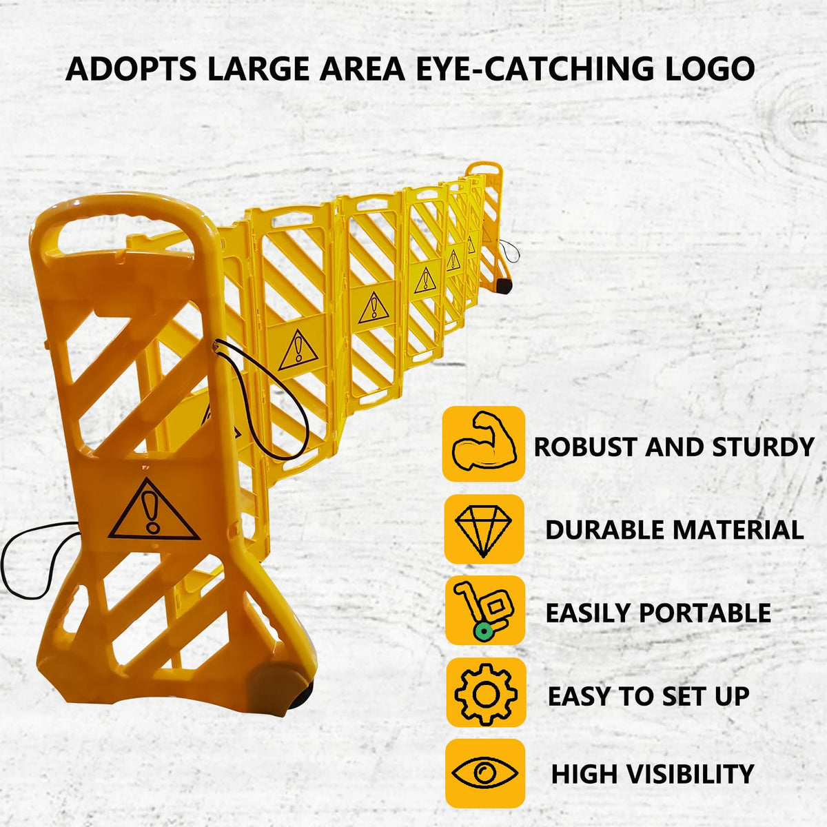 13 Foot Portable Driveway Fence Safety Barriers Barricade Expandable Mobile Folding System for Construction Traffic Control Driveway Gate Outdoor
