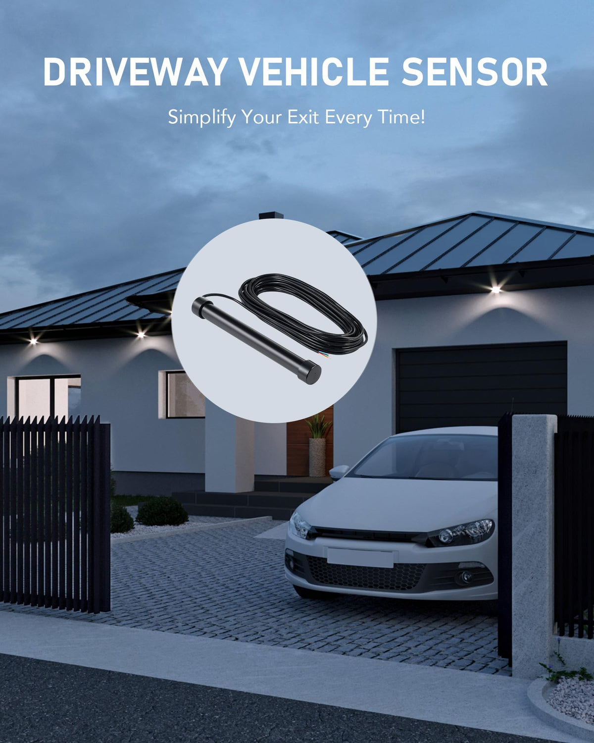 CO-Z Vehicle Exit Sensor Kit, Wired Driveway Gate Exit Wand for Automatic Gate Opener with 50 ft Cable. Driveway Vehicle Sensor for Sliding & Swing Gate, Smart Car Detector for Truck Motorcycle ATV