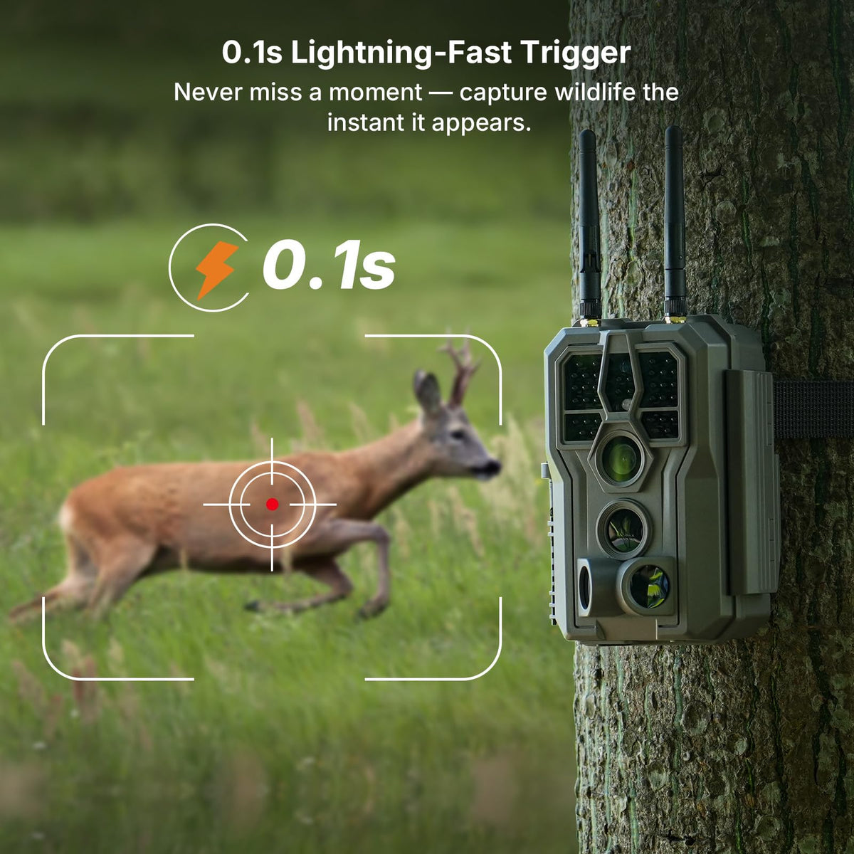 GardePro E8 2.0 Pro WiFi Trail Camera with SP300 Solar Panel, 4K Ultra HD & 64MP, 165ft Long-Range WiFi, Built-in 7800mAh Battery + 64GB SD Card, Dual Antennas, Wildlife Monitoring Camera