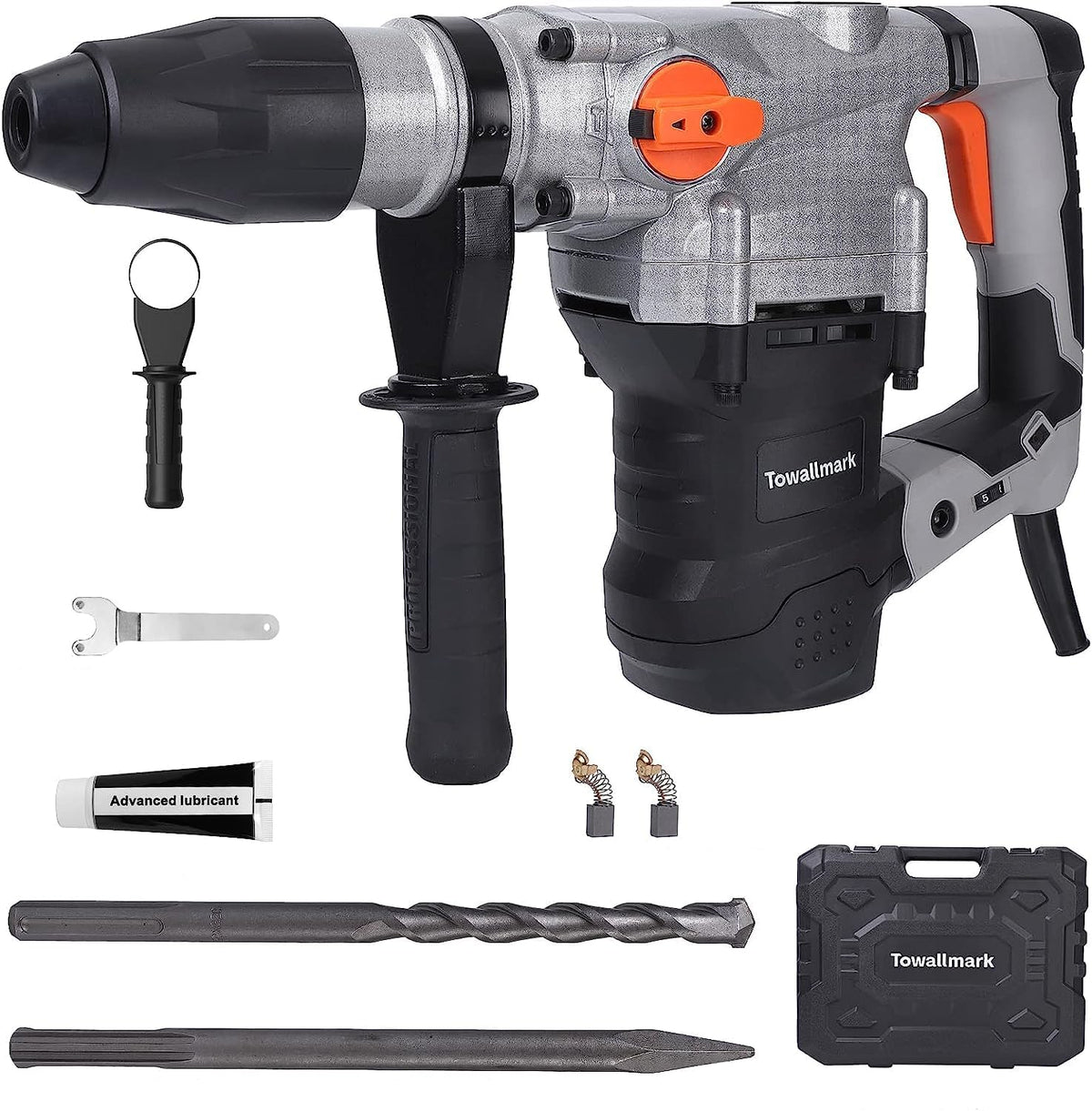1600W Rotary Hammer Drill - 1-9/16", 13-Amp, 3600BPM, 9J - 3 Functions Demolition for Concrete, Stones, Brick walls - Includes Drill Bits, Point, Carrying Case