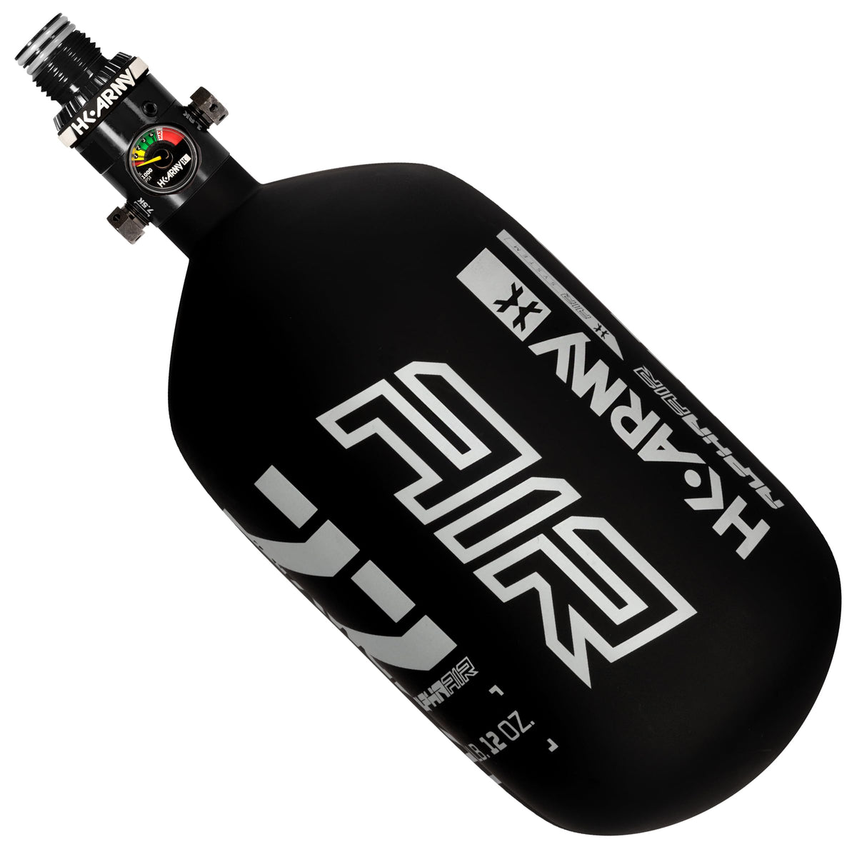 HK Army HPA Paintball Tank - Lightweight Alpha Air Carbon Fiber Compressed Air Tank - HP8 Reg 4500 psi (77ci - Shadow Black White, 77ci)