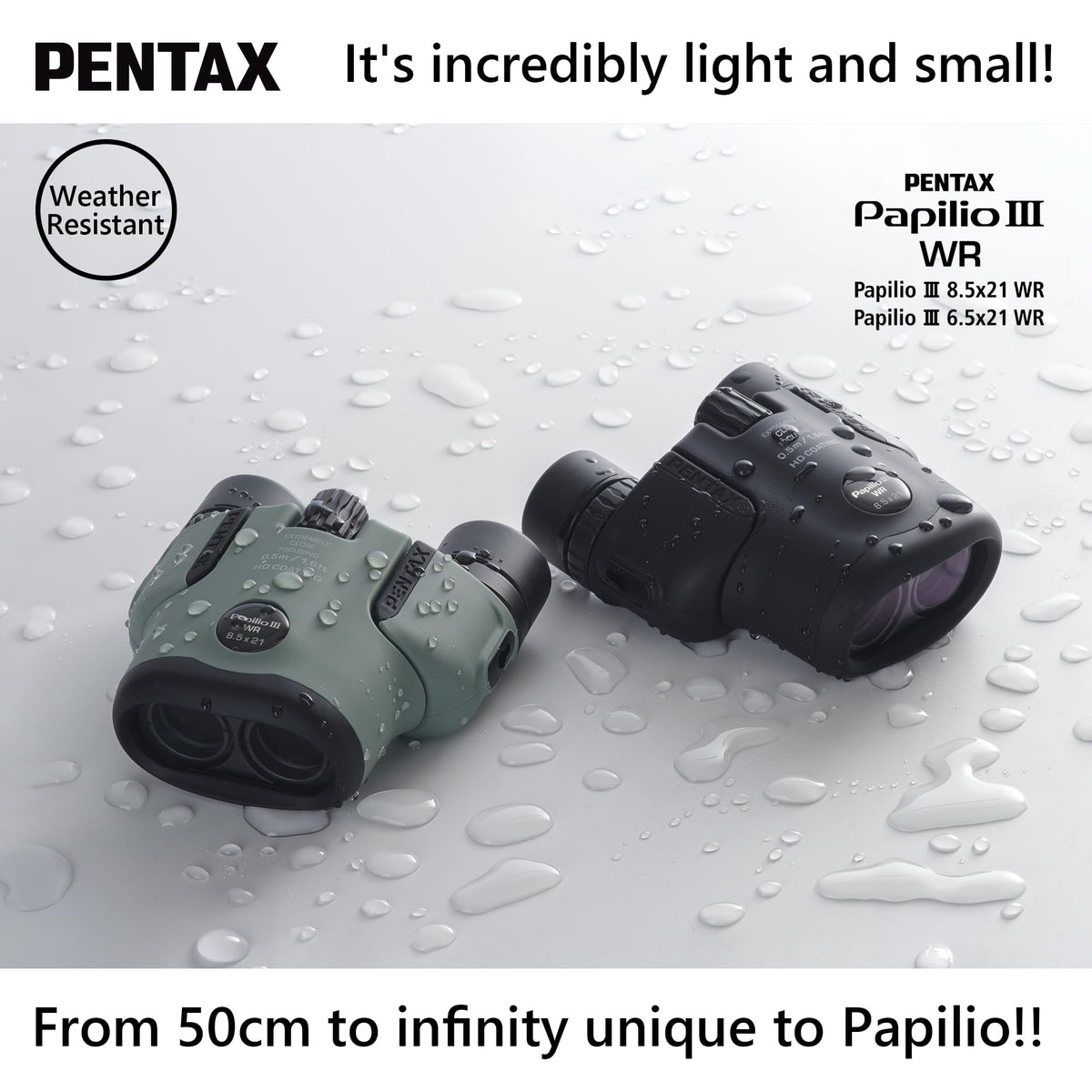 PENTAX Papilio III 6.5x21WR Black, 50cm Close-up to Infinity Focus, Weather-Resistant Body, new HD Coating, Suitable for observing Tiny Objects, for Travel, Hiking, Concerts, Sports, Stargazing