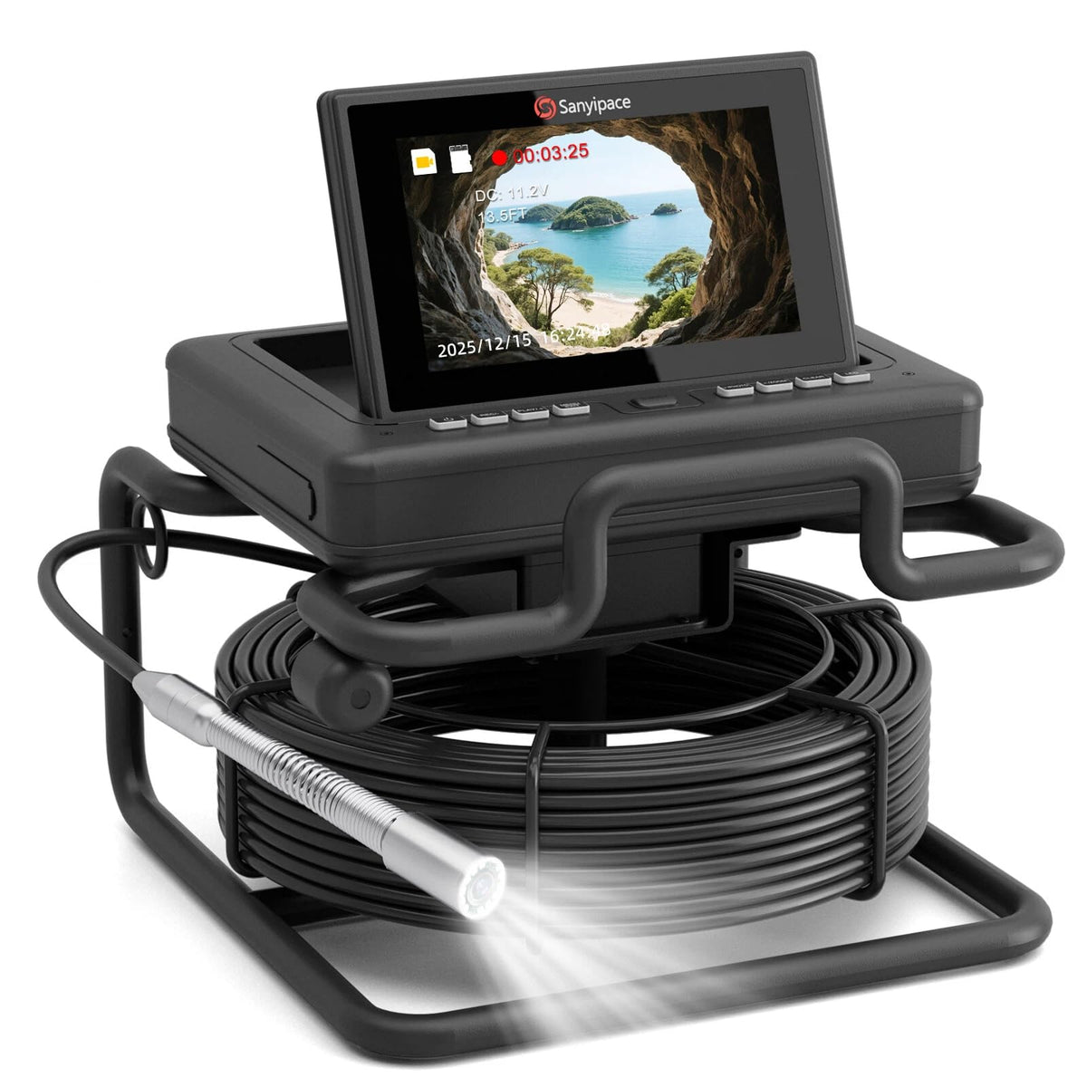Sanyipace Sewer Camera 165FT/50M,7" IPS Pop-Up Screen Plumbing Camera, Built-in 32GB DVR with Mic&Speaker,20X Digital Zoom,Distance Counter,IP68 Waterproof Drain Camera for Plumbers Homeowners