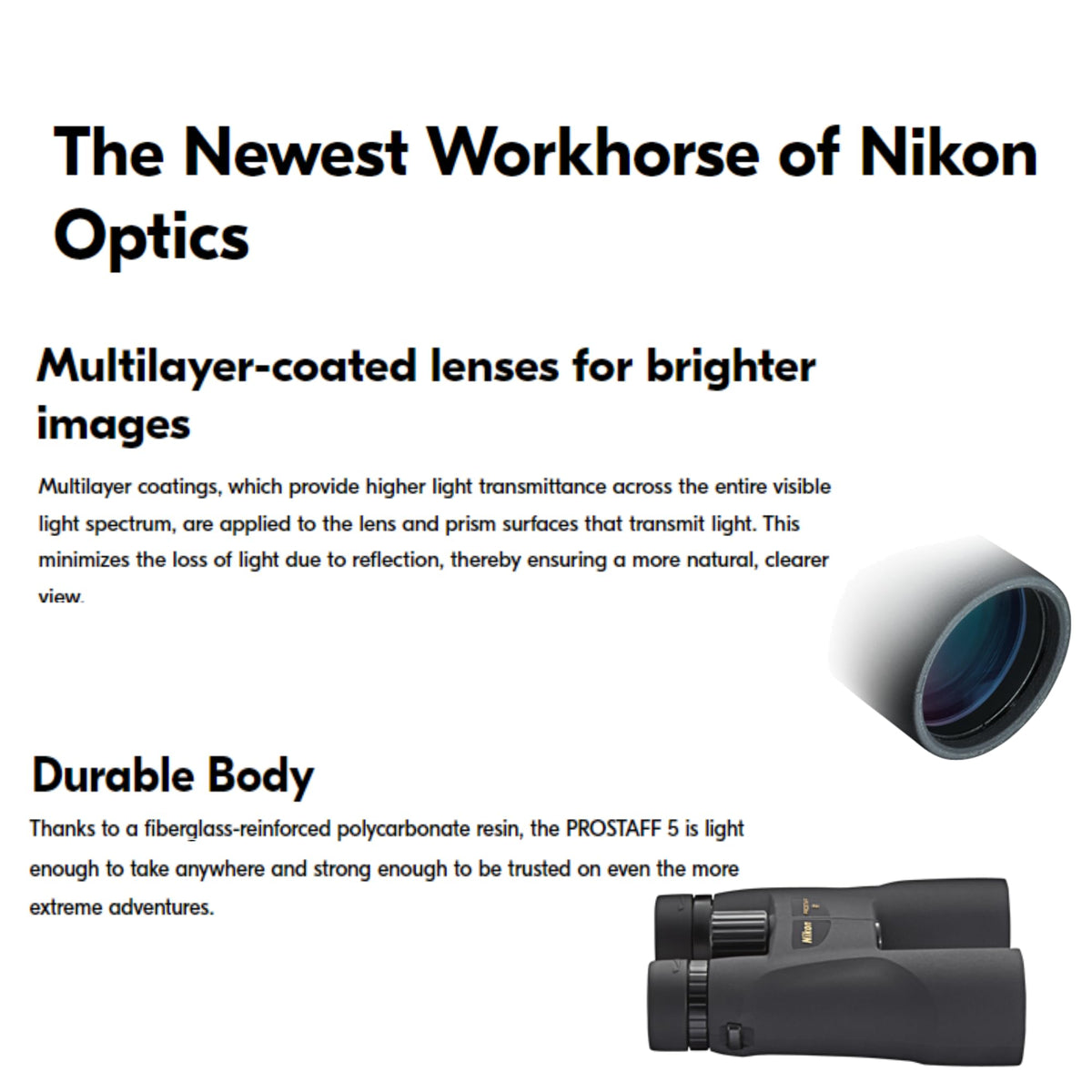 Nikon PROSTAFF 5 12x50 (7573) Black Binoculars Bundle with Lens Pen and Cleaning Cloth, Compact Binoculars for Adults for Hunting, Bird Watching, and Hiking Essentials, Zoom, Travel