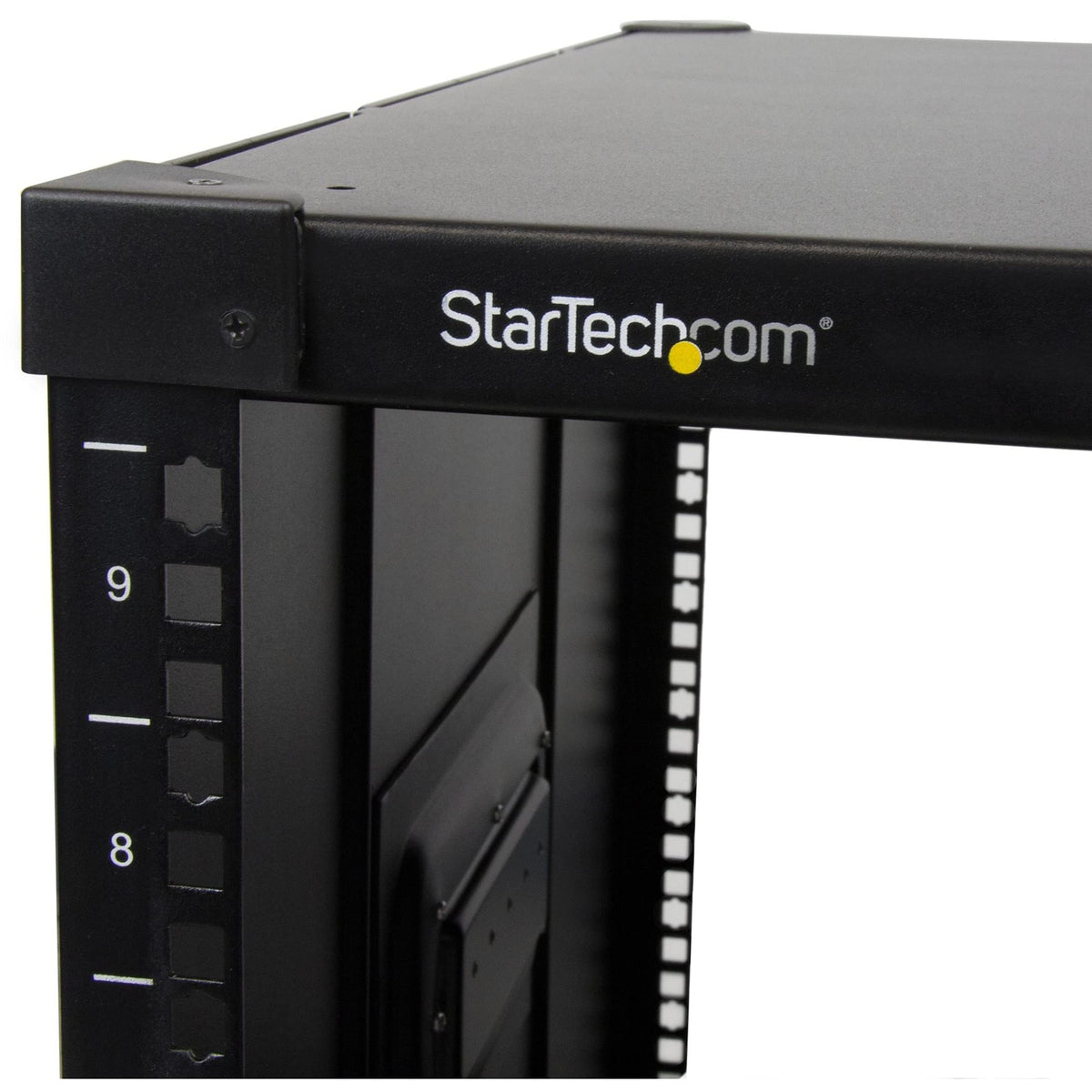 StarTech.com 4-Post 9U Mobile Open Frame Server Rack, Network Rack with Wheels, 19" Rolling Rack for Home/Office Narrow Floor Spaces, Small Data Rack for Computer/AV/IT Equipment - TAA (RK960CP)