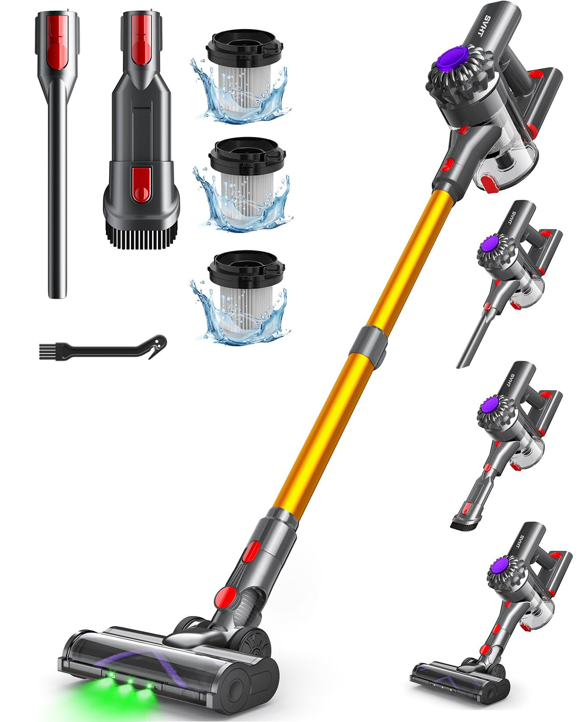 SVHT Cordless Vacuum Cleaner, 450W 40KPA Vacuum Cleaners for Home, 45 Mins Lightweight Stick Vacuum Cordless with LED Display, Rechargeable Battery Vacuum for Carpet,Pet Hair,Hardwood Floor