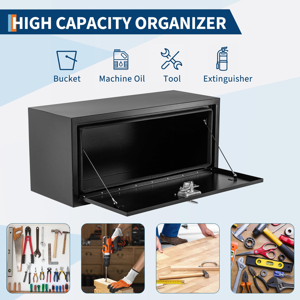 GAOMON Truck Tool Box with T-Handle Lock, Heavy Duty Truck ToolBox Truck Storage Organizer Tool Box Chest For Truck Bed, RV, Trailer (18 * 18 * 24-Black, Black)