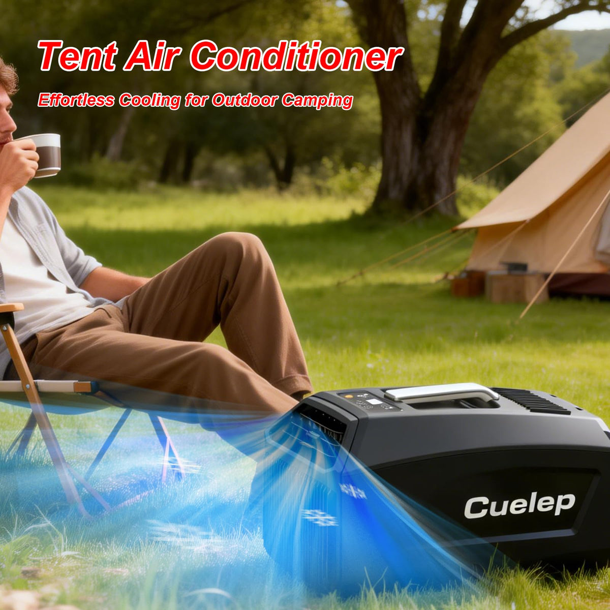 CUELEP Portable Mini Air Conditioner, Consumption Air Conditioners Dehumidifier, 5200BTU(1500W) AC Portable Air Conditioner Fast Cooling 450W Power for Camping Tent, RV, Truck, Van and Fishing