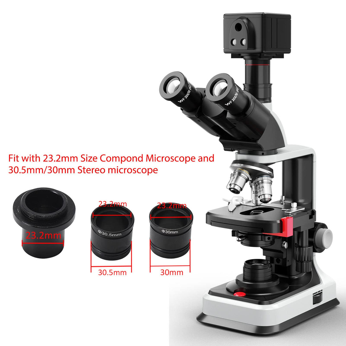 [48MP] Vabiooth Full HD 2K 1080P HDMI USB C-Mount Digital Microscope Camera with Software Calibration Compatible with WIN7/8/10 Mac System, C-Mount 25mm & 30mm 30.5mm Adapter