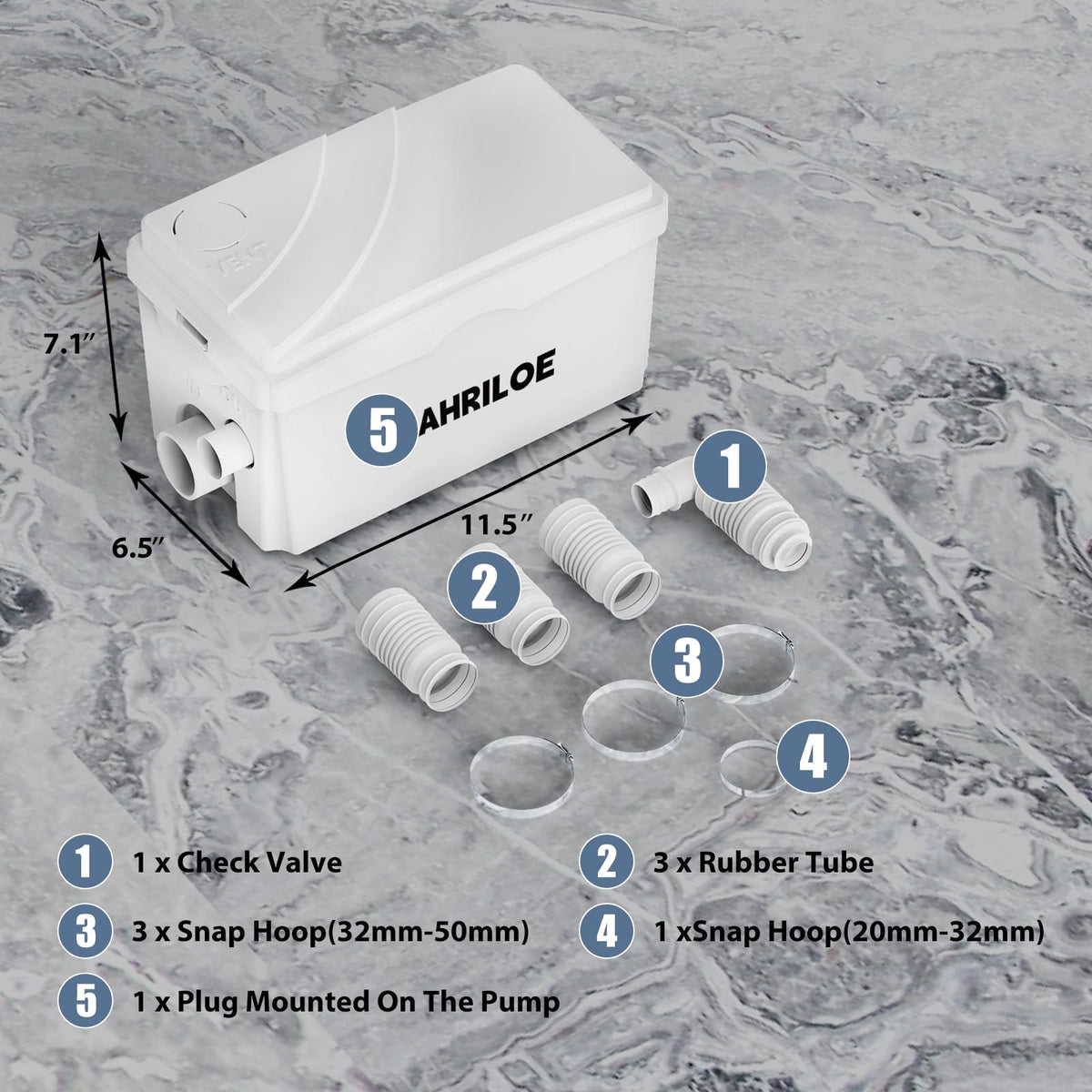 450W Sink Pump with 3 Inlets/1 Outlets, Macerator Pump(Not for Toilet)