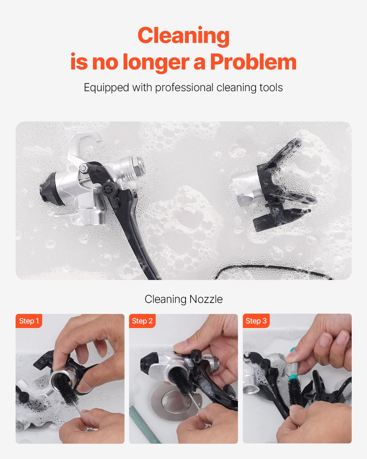 VEVOR Stand Airless Paint Sprayer, 650W High Efficiency Airless Sprayer, 3000PSI Electric Paint Sprayer Machine Extension Rod and Cleaning Kits for Interior and Exterior Furniture/Fence/Home/House