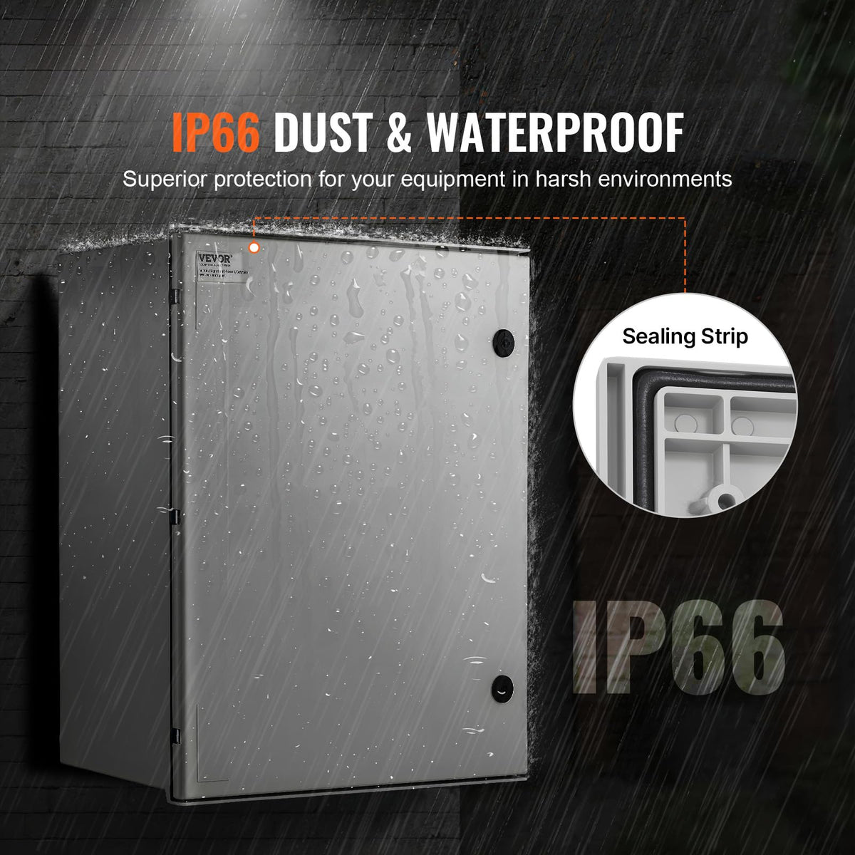 VEVOR Electrical Enclosure Box,23.6''×19.7''×9.1'',Fiberglass Junction Box,IP66 Waterproof & Dustproof,Outdoor Electrical Box,with Mounting Plat