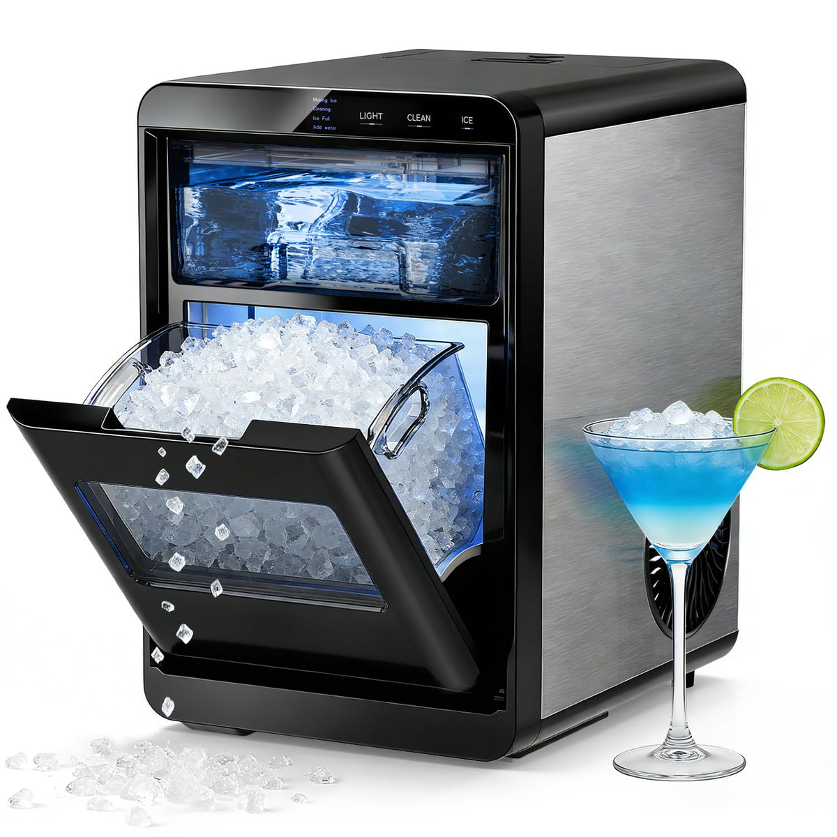 Antarctic Star Nugget Ice Maker Countertop - 44LB/Day, Self-Cleaning Portable Ice Machine with LED Display, 10-15 Minute Fast Ice Making for Home/Office/Bar