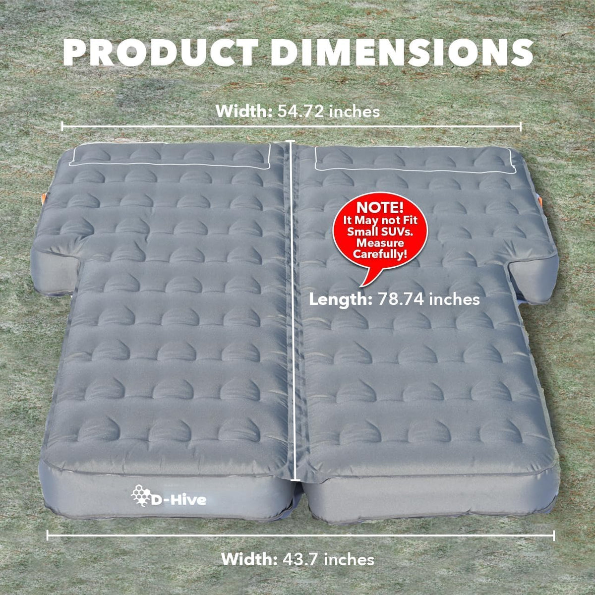 D-Hive Unbeatable Durability SUV Air Mattress for Car Camping, Durable Extra Thick 300D Oxford Fabric, Quick Easy Set-Up w/Electric Pump, Bed Mattress, Mattress for SUV, Car Air Mattress