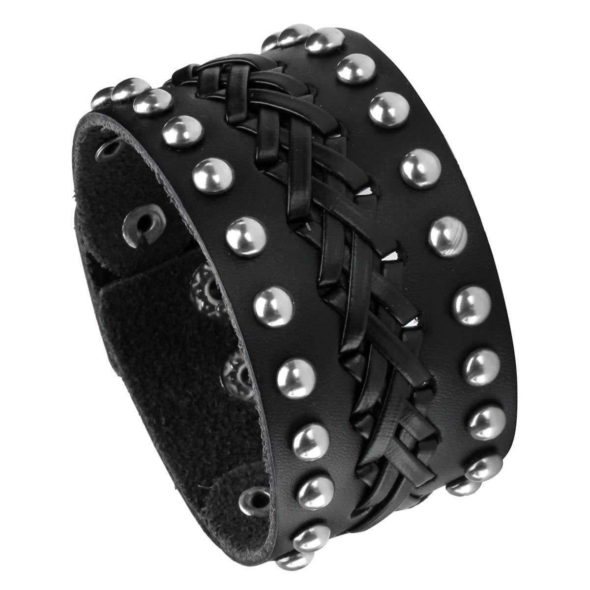 Eigso Punk Leather Studded Cuff Bracelet for Men Women Classic Vintage Nails Rivets Biker Wristband for Man Woman
