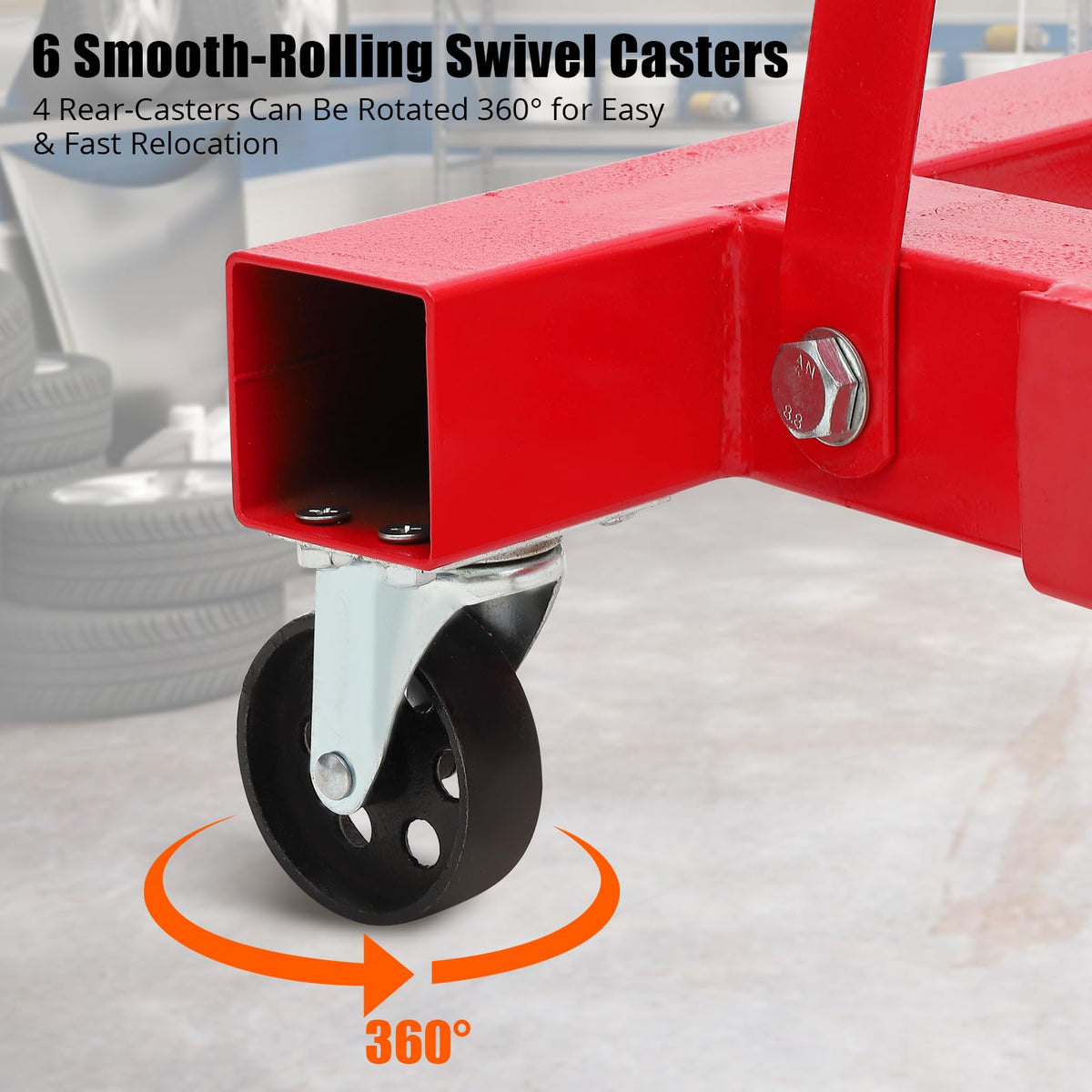 Industrial Engine Hoist, 2-Ton Heavy Duty Engine Hoist Stand Cherry Picker Ship Crane with 6 Caster Wheels & Telescopic Boom Hitch, Folding Hydraulic Tilting Engine Lift 4400lbs for Garage Workshop