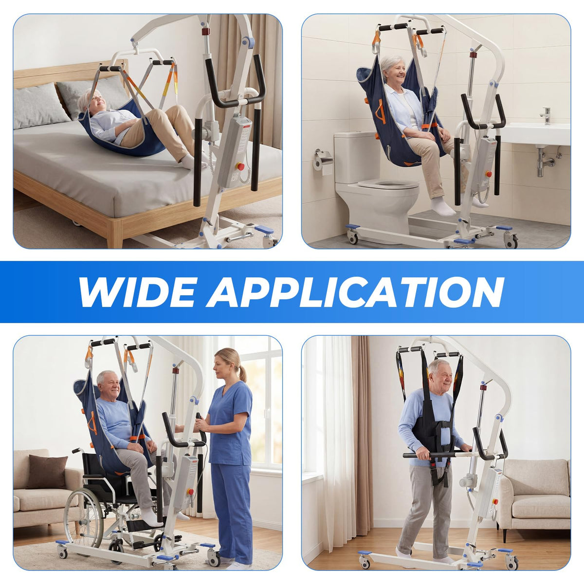 Carearise 3IN1 Electric Patient Lift - Body Transfer & Assisted Walking Mode, Battery Powered Stand Up Lift with 2 Slings, Multi Functional Mobility Aid for Elderly Disabled Home Rehabilitation
