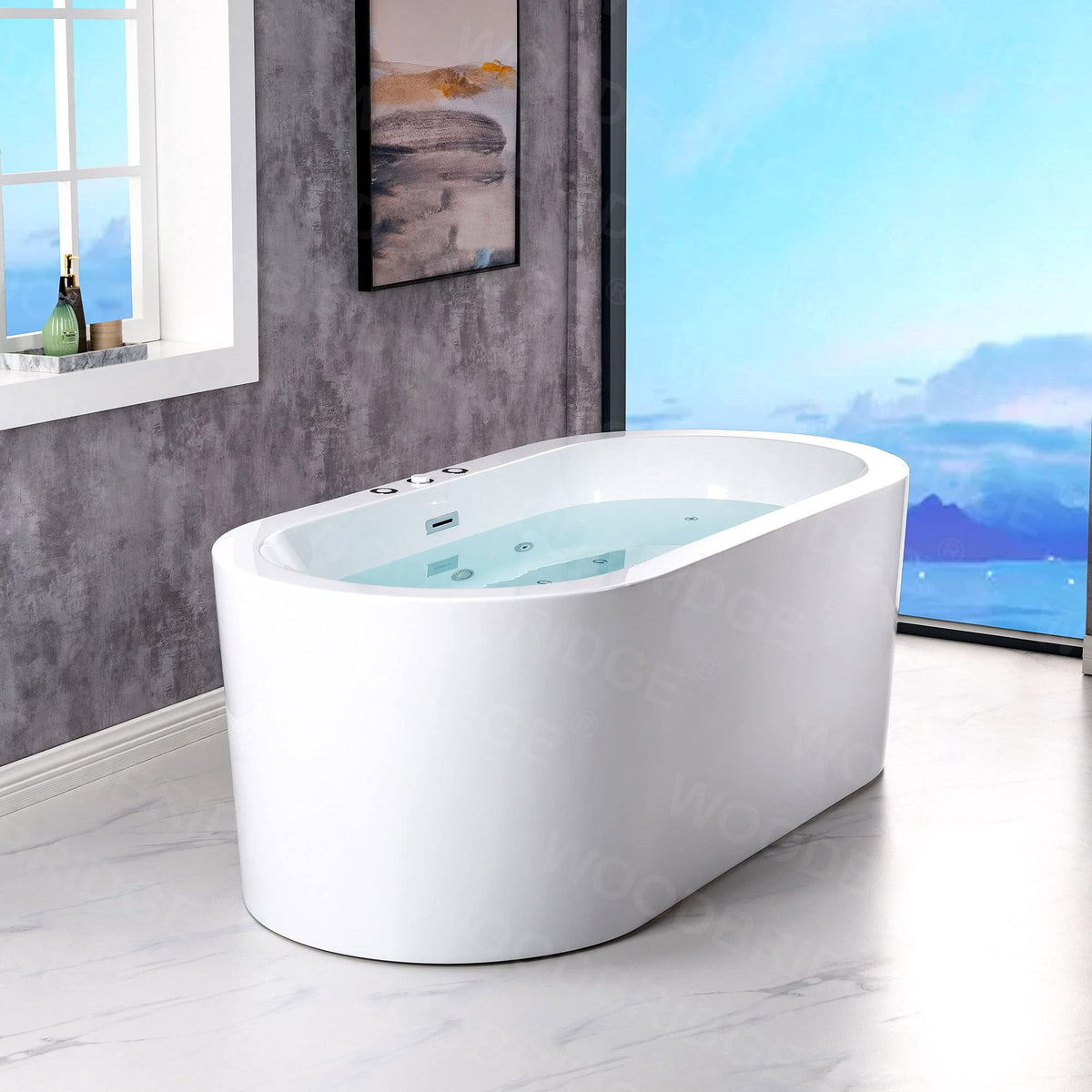 WOODBRIDGE 67" Air Bubble and Whirlpool Jetted Freestanding Bathtub B0030 / BTS1606