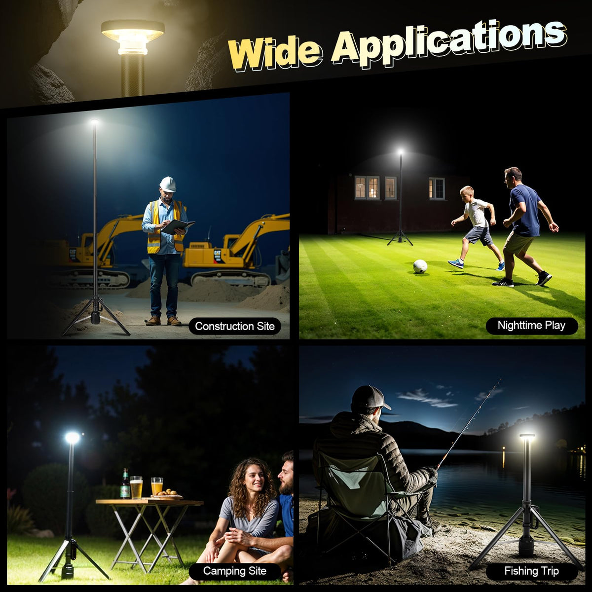 SYLSTAR 360° Rechargeable Work Light with Remote &Telescopic Stand (8.4Ft), 3000LM Ultra Bright, 8000mAh Battery, 3CCT Dimmable, Portable Camping Light for Jobsite Workshop Sports Emergencies(Black)