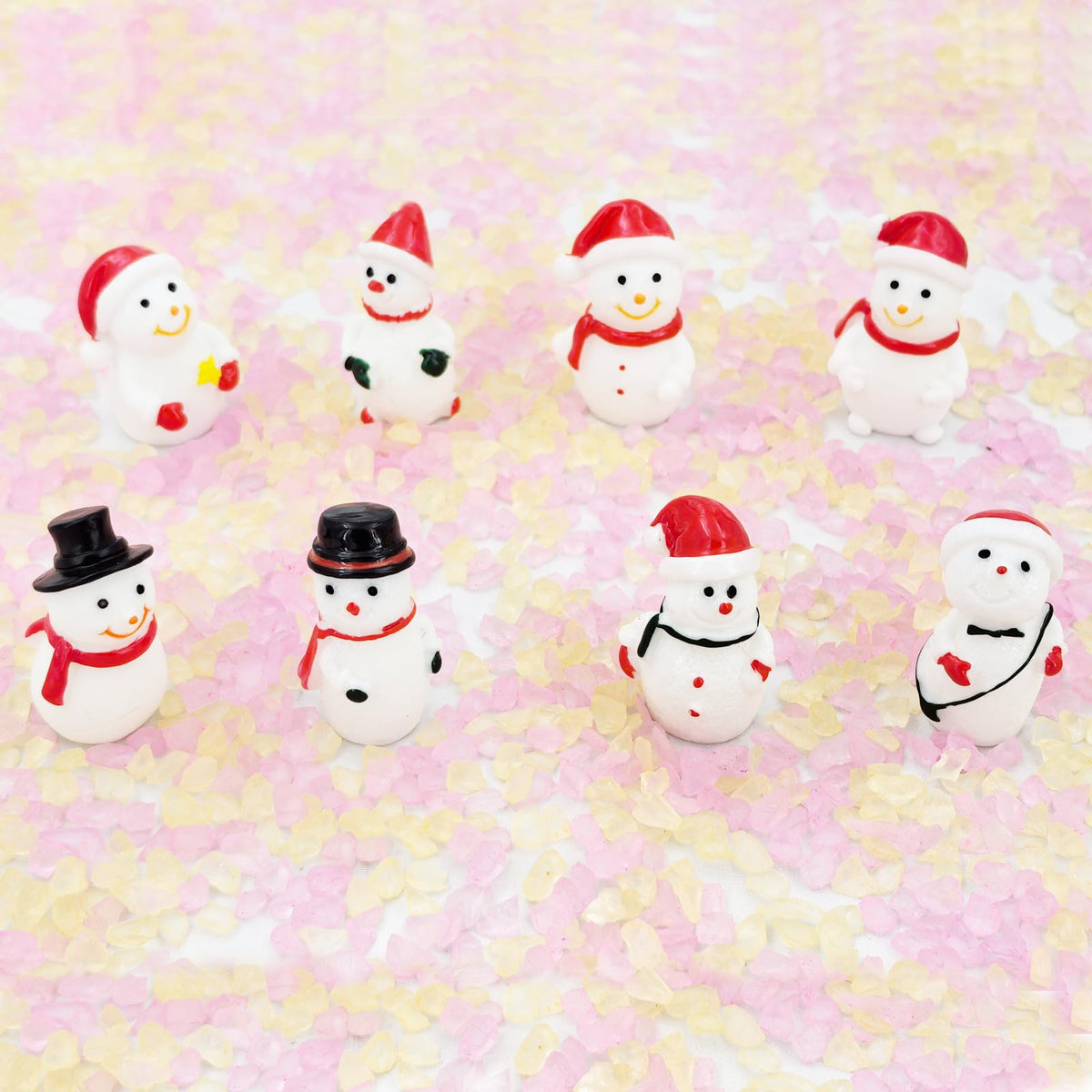Goodma Mini Snowman Figurines Christmas Theme Resin Miniature Fairy Garden Dollhouse Decoration Ornaments DIY Kit - 40 Pieces
