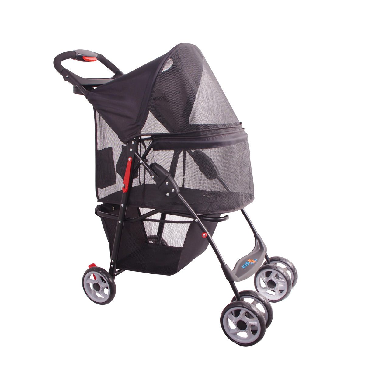 FOURPAW Full-Window pet Stroller 4 Wheels for Cats & Dogs, with Storage Basket,Cup Holder, Travel Puppy/Cats Stroller.