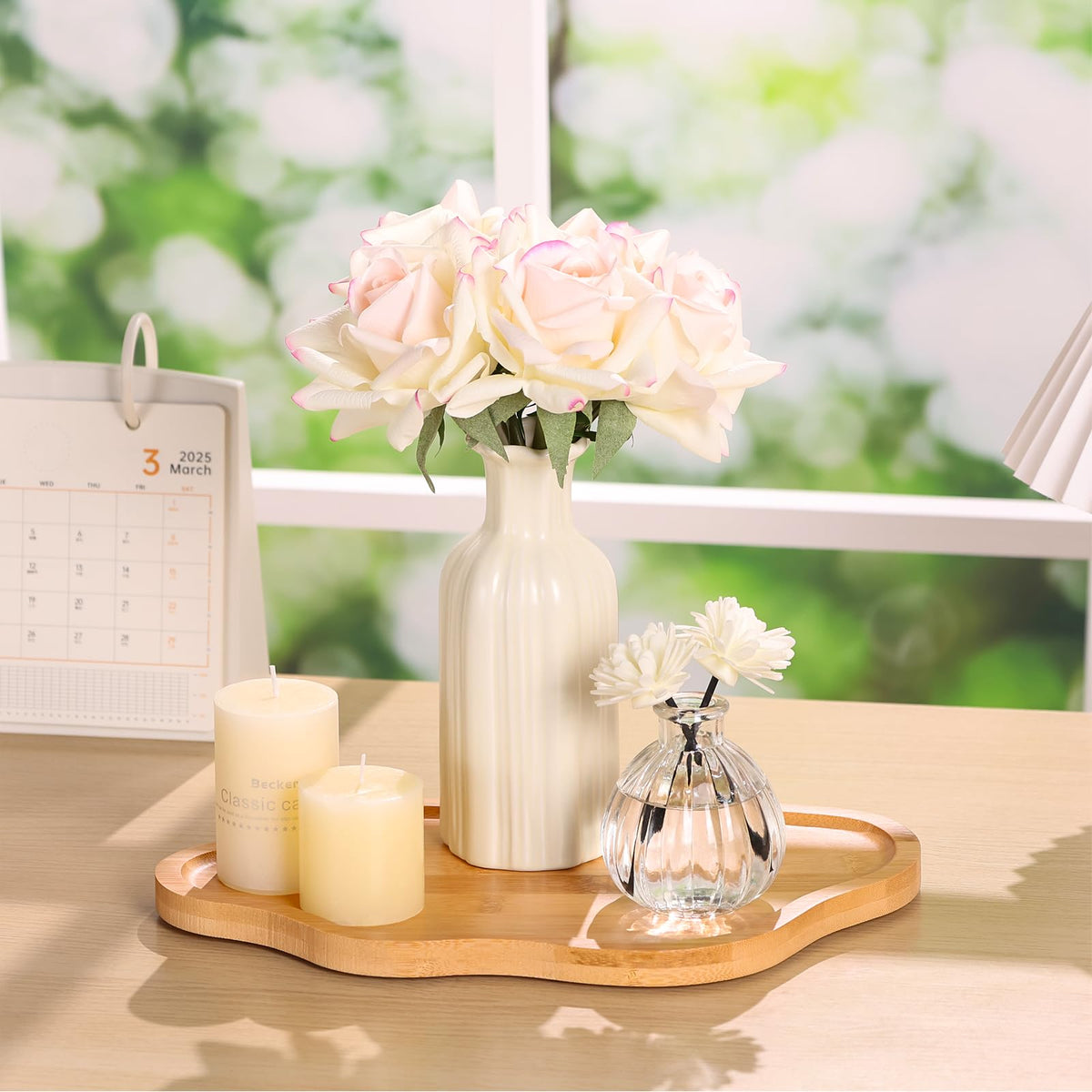BIEOFFEI Wood Decorative Serving Tray for Candles Perfume, Cloud Jewelry Tray Trinket Dish, Wooden Trays for Coffee Table Home Decor