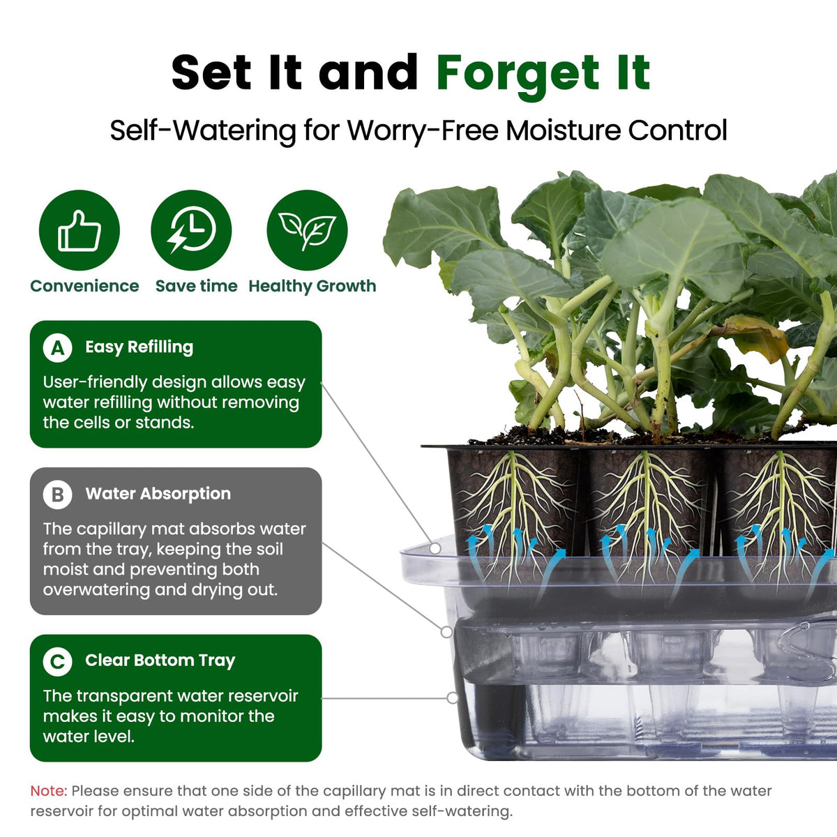 SOLIGT 72 Cell Self Watering Seed Starter Trays with Grow Light, 3 Seed Starter Kit with Humidity Domes, Full Spectrum Seedling Light with 8/12/18H Timer for Seed Starting, Seedling Growing