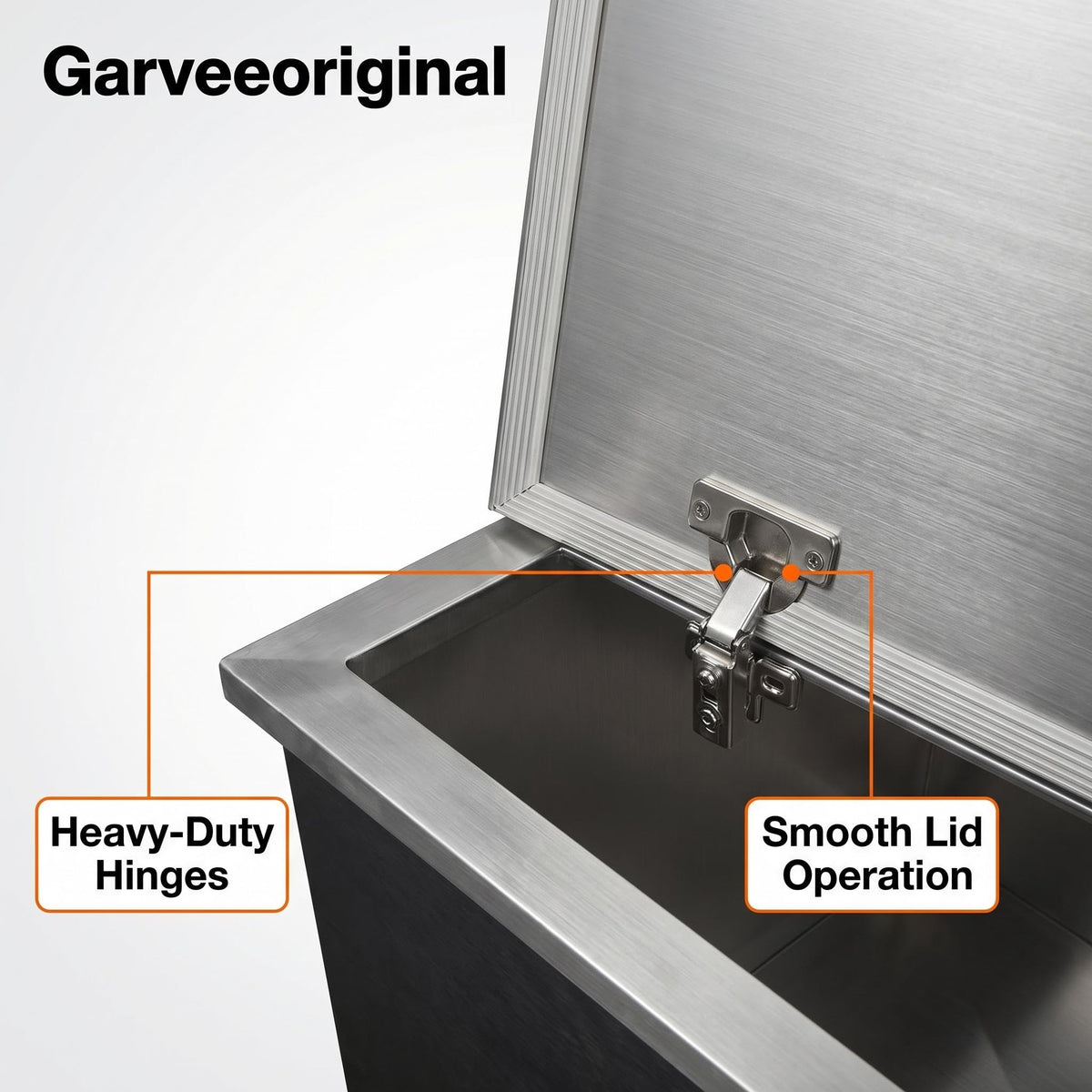 Garvee 20”Drop in Ice Chest 107.5L Built-in Cooler, Stainless Steel Outdoor Kitchen Ice Bin with Lid & Drain, Insulated Bar Ice Storage for Patio, BBQ, Restaurant Beverage Station