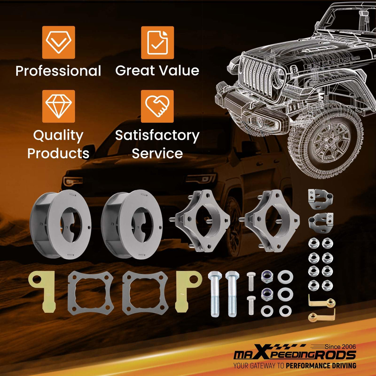 maXpeedingrods 2.5” Front & Rear Lift Leveling kit for Toyota Tundra 2022-2024