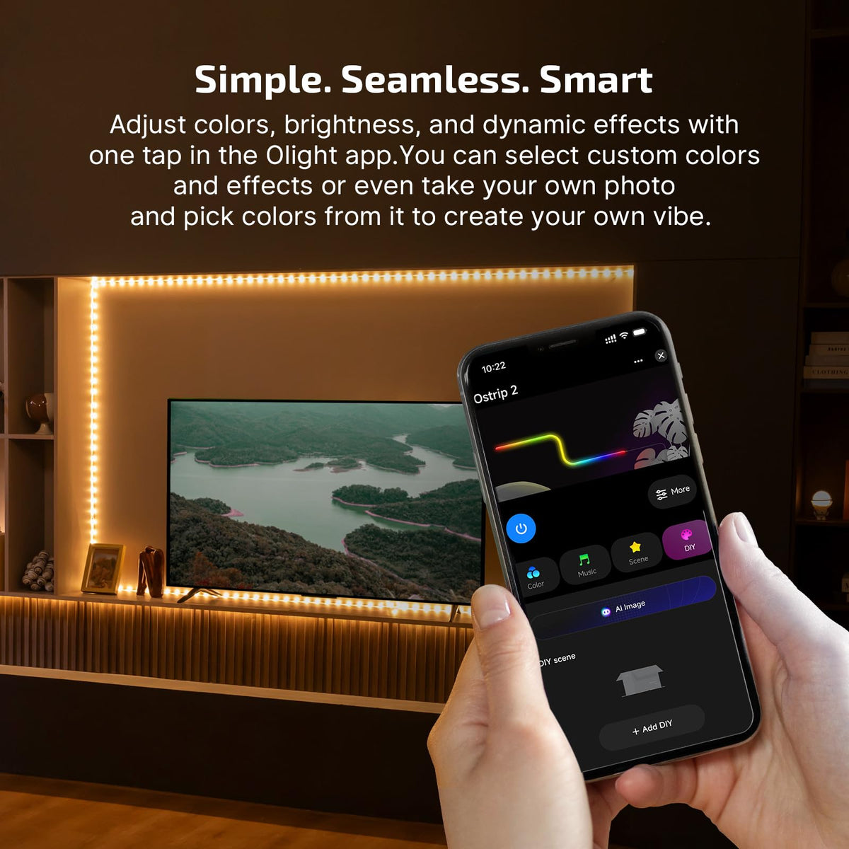 OLIGHT Ostrip 2 RGBIC LED Strip Light Bundle with Olantern Classic 2 Pro APP Control Camping Lantern
