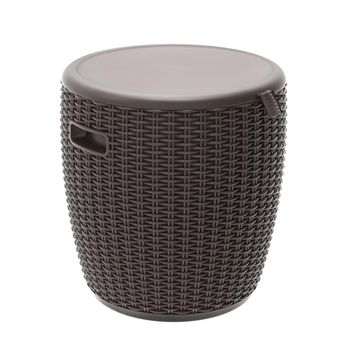Outdoor Ice Cooler Side Table, 9.5 Gallon Beer and Wine Cooler for Patio Party, Portable Bar Table Rattan Pattern Round Portable Ice Chest, Patio Furniture & Beverage