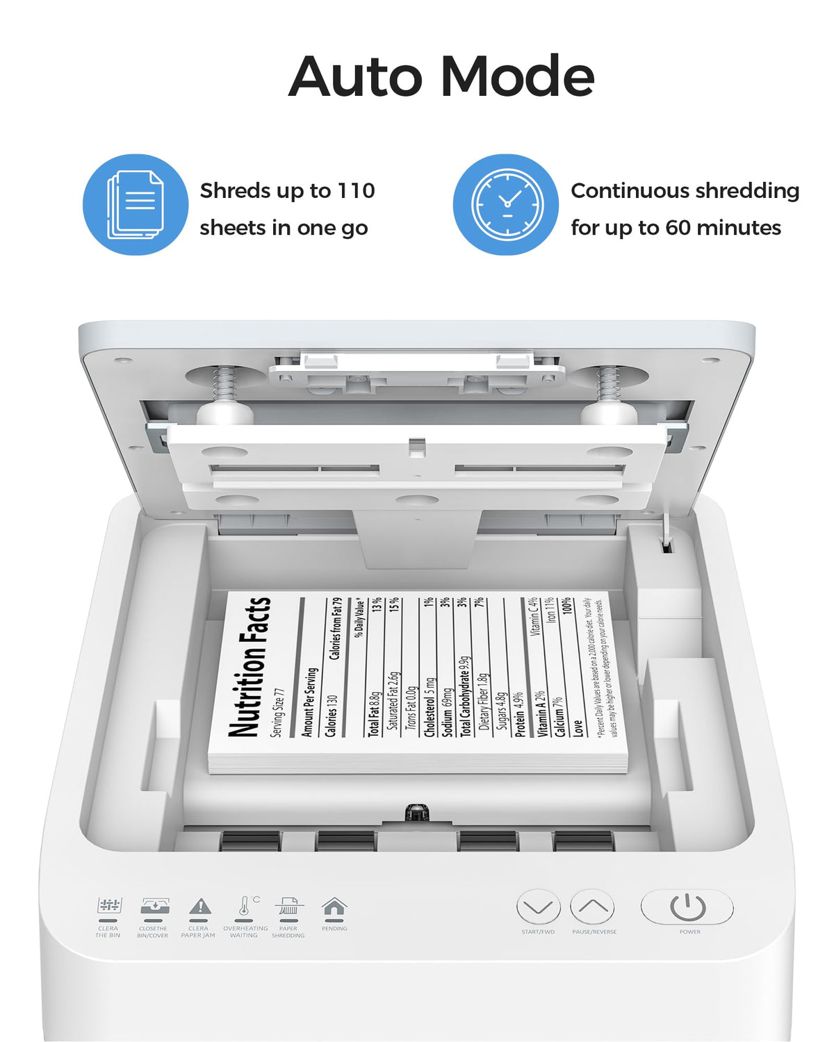 Locksworth 110-Sheet Micro Cut Shredder for Home Office, 6.9 Gallons Bin P-4 High Security Paper Shredder for Credit Card, Staple, Clip, Heavy Duty Commercial Shredders with Casters