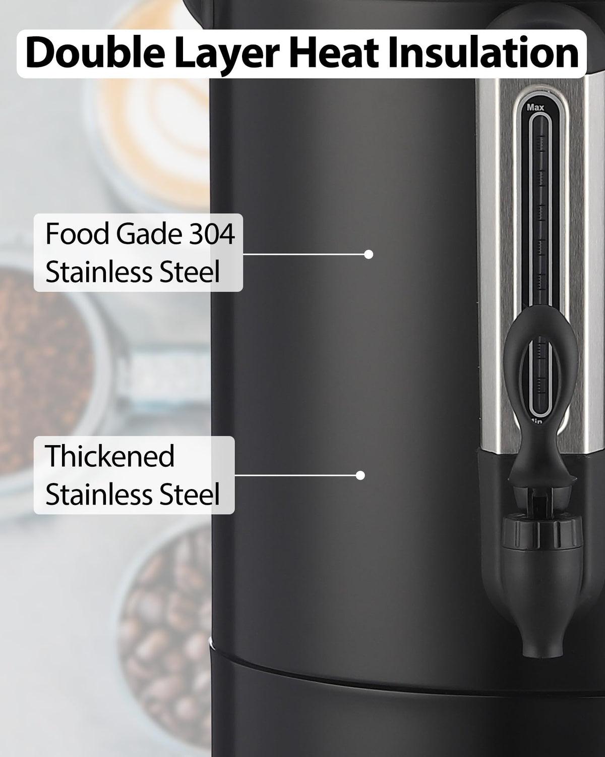 Commercial Coffee Maker 80 Cup, Double Layer Stainless Steel Coffee Urn 12 L/3.2 gal Electric Hot Beverage Dispenser Large Hot Water Dispenser Coffee Dispenser Hot Water Urn For Business Catering