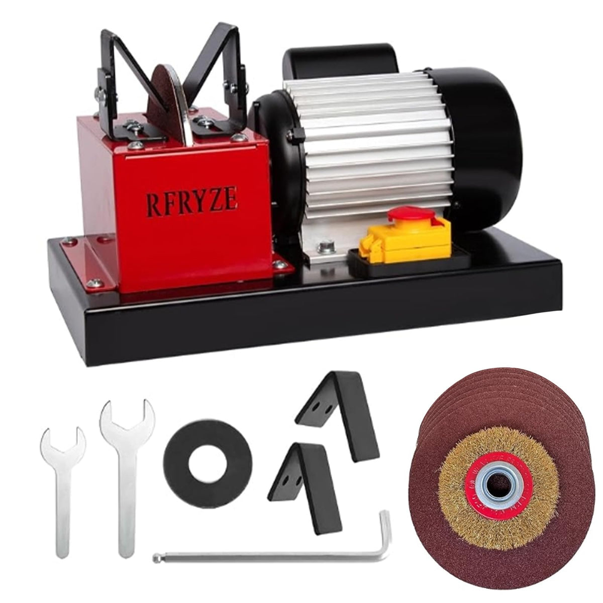RFRYZE Lawn Mower Blade Sharpener 550W 1700 RPM, 3/4HP Bench Grinder with 7-Inch Ceramic Wheel, Adjustable Angle Sharpener for High Lift, Low Lift, Gator & Flat Blades