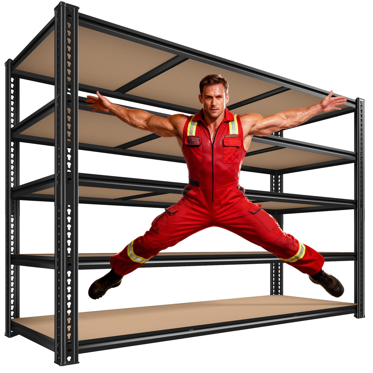 ROOMFAVE 60" W Garage Shelving 72" H Metal Shelving 3500LBS Storage Shelves Heavy Duty 5 Tier Adjustable Shelving Unit for Storage Rack Pantry Shelf Industrial Commercial,60" W x 24" D x 72" H
