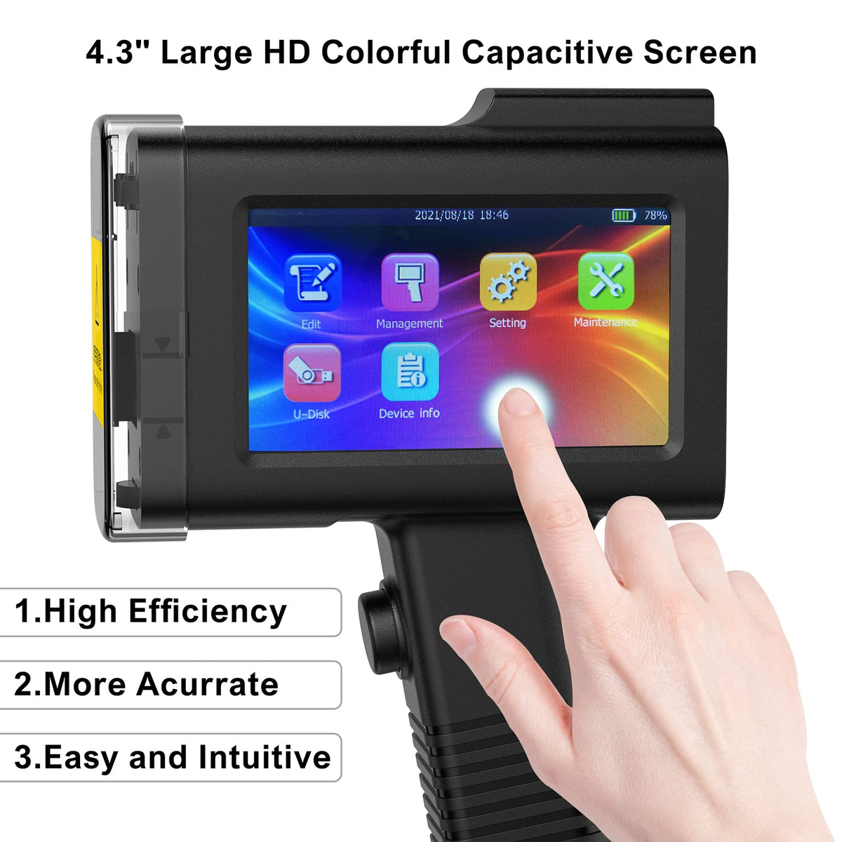 UPRINTJET Handheld Inkjet Printer BT-HH6105B2 with Photoelectric Sensor Inkjet Coder Quick-Drying Ink for Barcode QRcode Batch Number Logo Date Printing Machine Handheld Printer for Any Surface