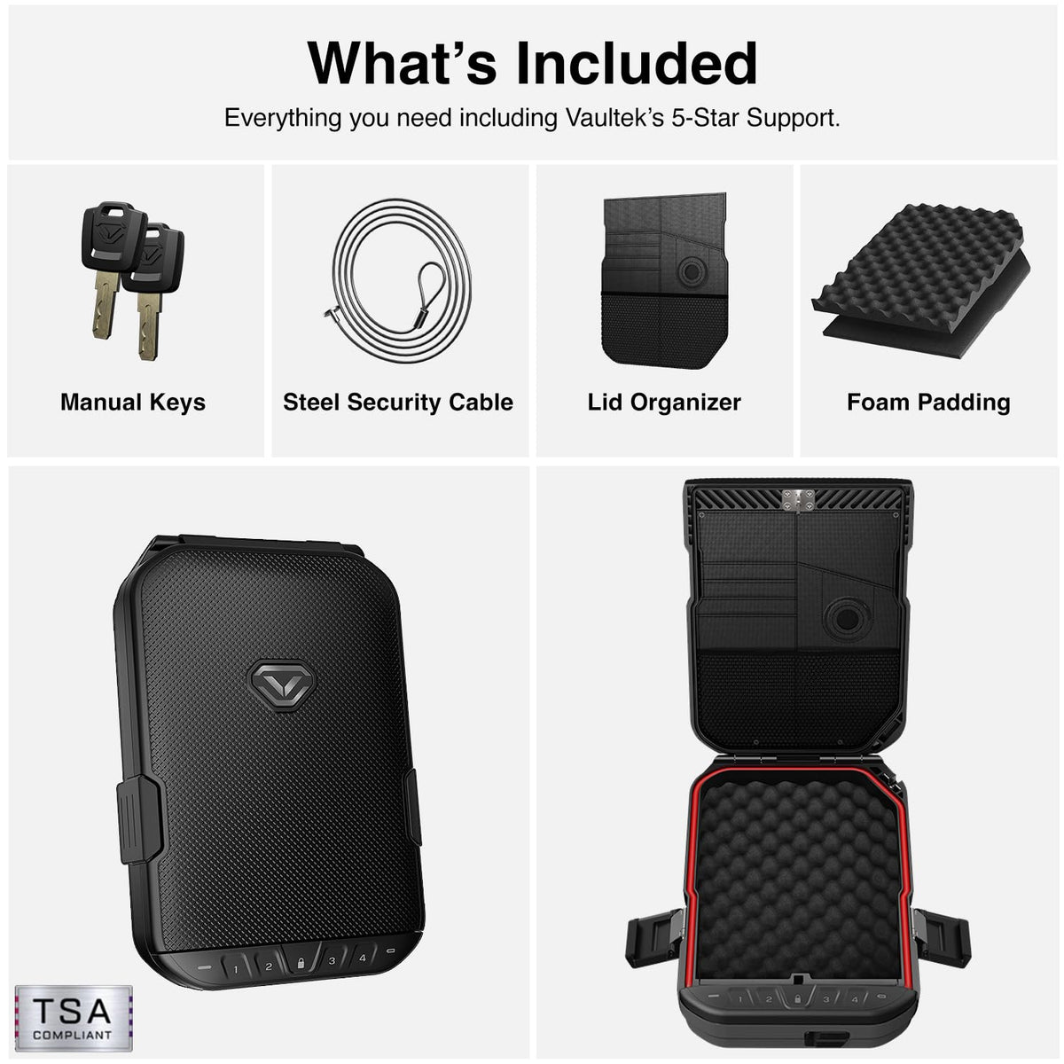 VAULTEK LifePod 10 Compact Lockable Weather Resistant Portable Case with Built-In Lock, Backlit Keypad, Steel Security Cable, & TSA Compliant (Covert Black)