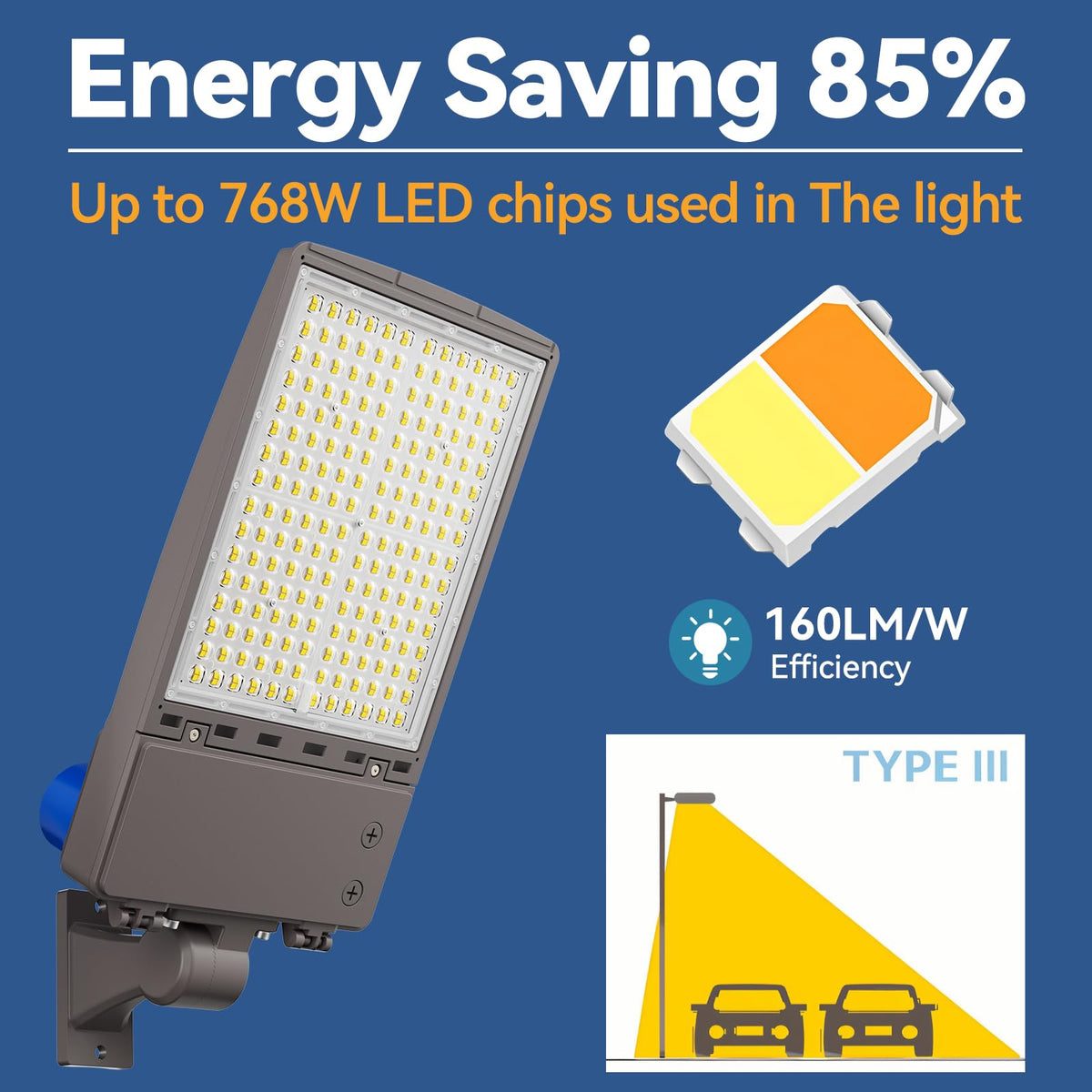 360W LED Parking Lot Light 2Pack: 250/300/360W Selectable, 57600LM 5000K LED Shoebox Light with Photocell, Arm Mount Flood Light, Commercial Outdoor Area Lighting for Driveway Stadium Roadways, ETL