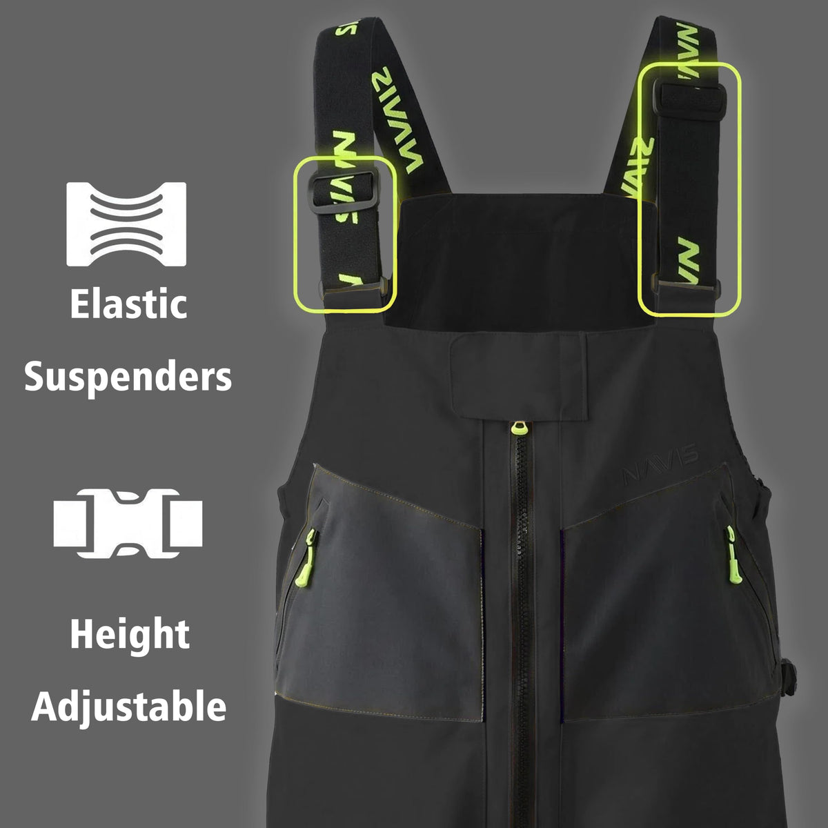 Men's Ocean Sailing Suit Offshore Sailing Jacket & Bib Pants Combi Clothes Set - Hi-Vis Wet Weather Gear Hips & Knees Patches (Black, Large)