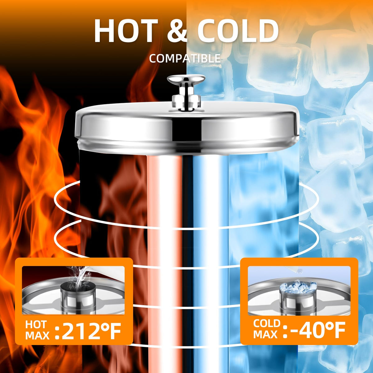 1 Gallon Commercial Beverage Dispenser with Centre Ice Core and Stand Drip Trays Stainless Steel Cold Drink Dispenser for Parties Pub Cafeteria Restaurant Home Hotel (silver, three head)