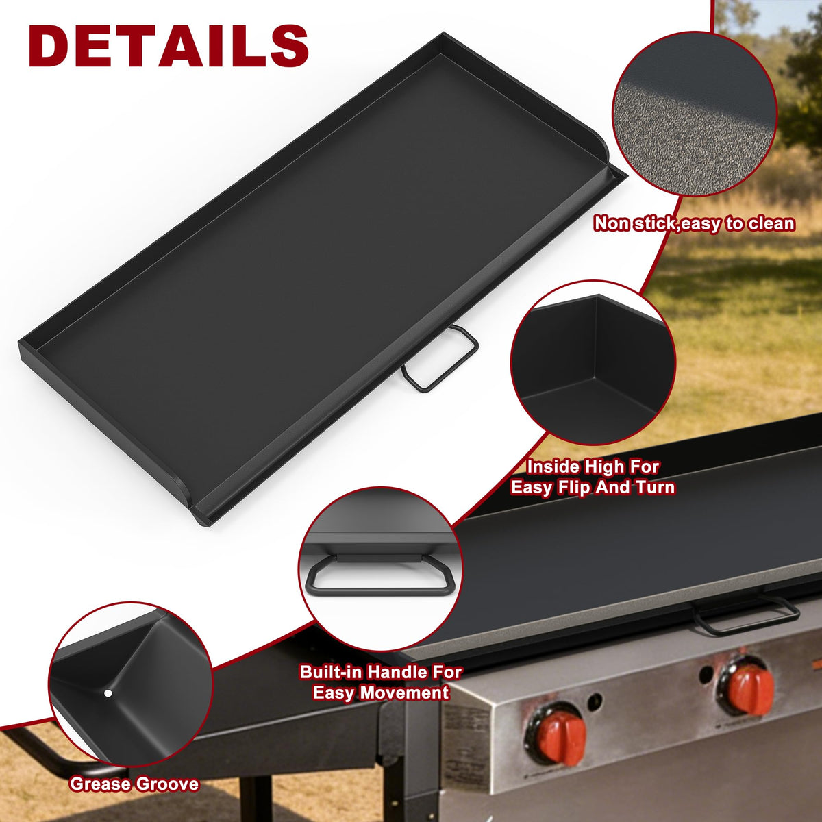 TAILGRILLER Flat Top Griddle for Camp Chef 3 Burner Griddle, 37" x 16" Fry Griddle Replacement Part for Camp Chef Tundra, Expedition 3X Combo SG100 Accessories, Outdoor BBQ Camping Grills Accessorie
