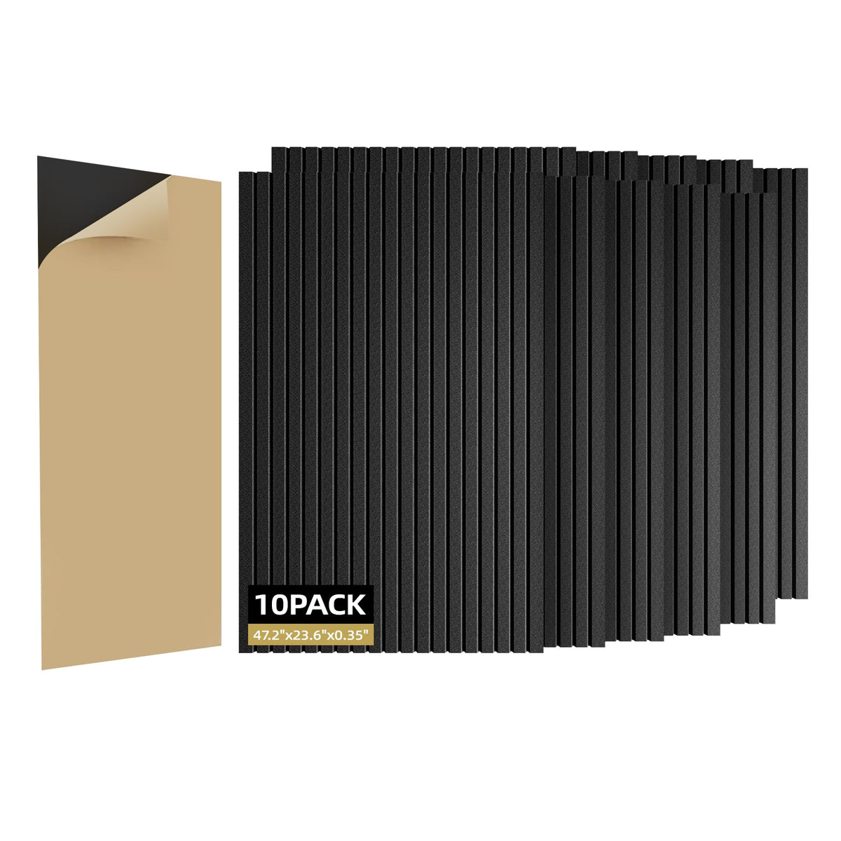 ZHOJEREL 10 Pack Sound Proof Foam Panels for Walls 47.2"x23.6" Large Acoustic Panels Sound Absorbing, Self-Adhesive Soundproof Wall Panels for Home Studio, Office, Recording, Black (10 Pack Black)